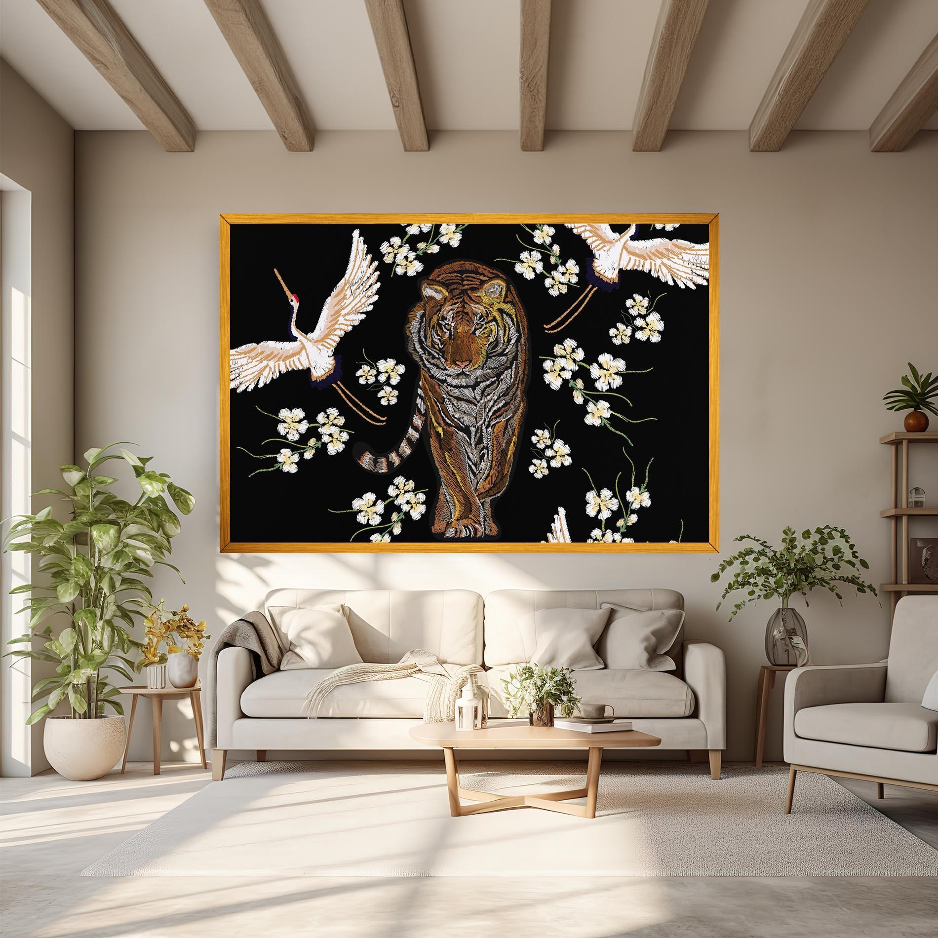 Leinwandbild Tiger Birds Art mockup 6