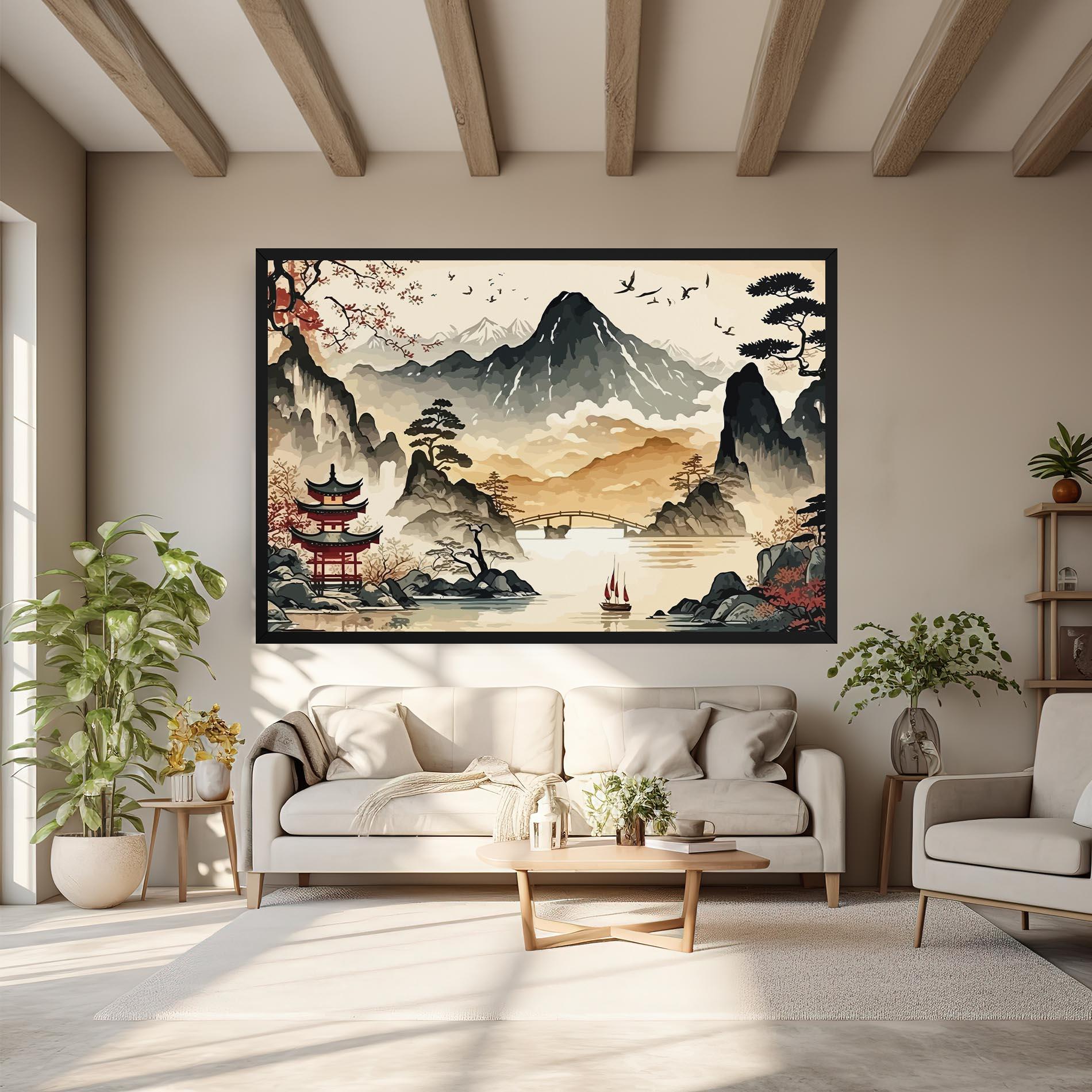 Leinwandbild Asian Mountain View mockup 6