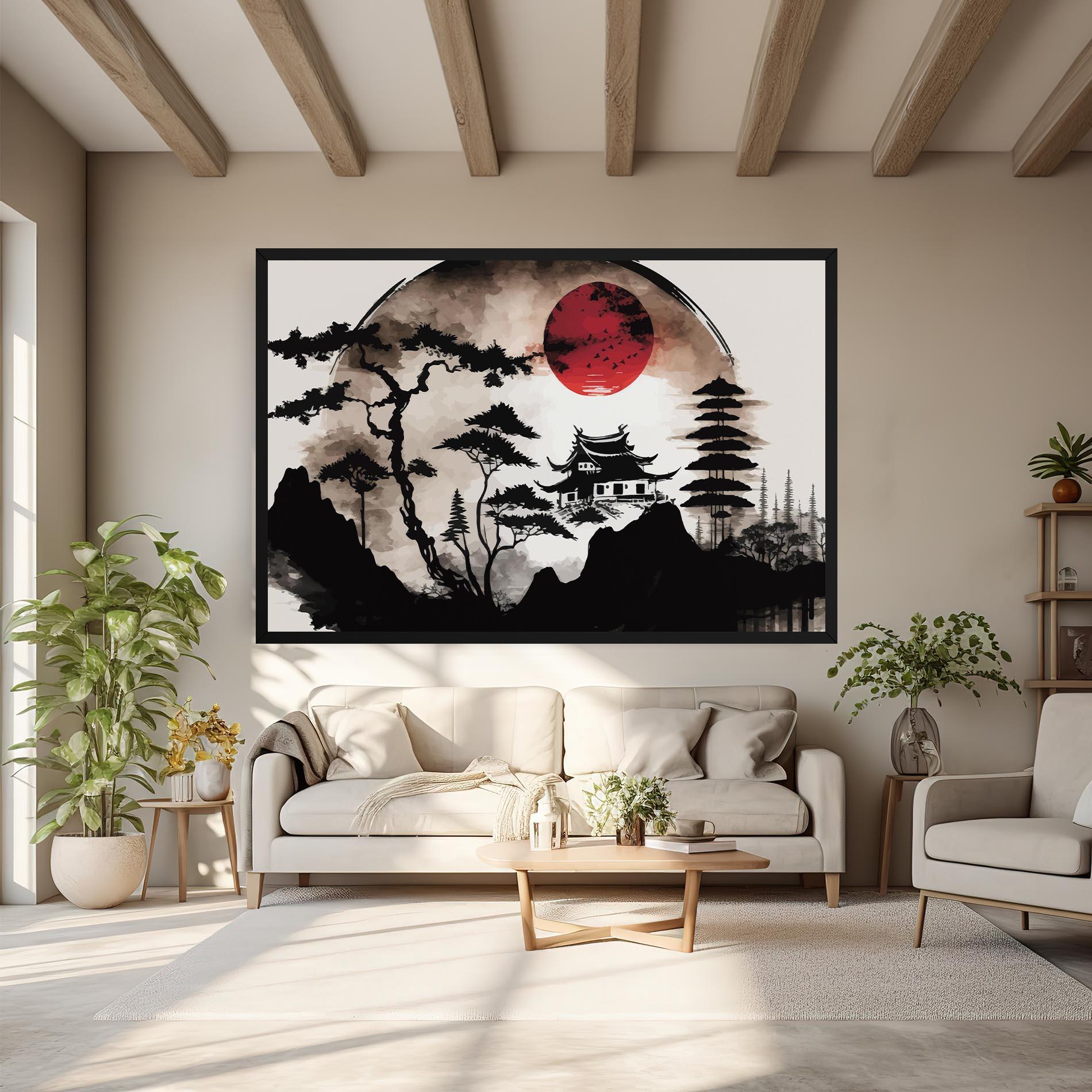 Leinwandbild Asian Red Moon mockup 6