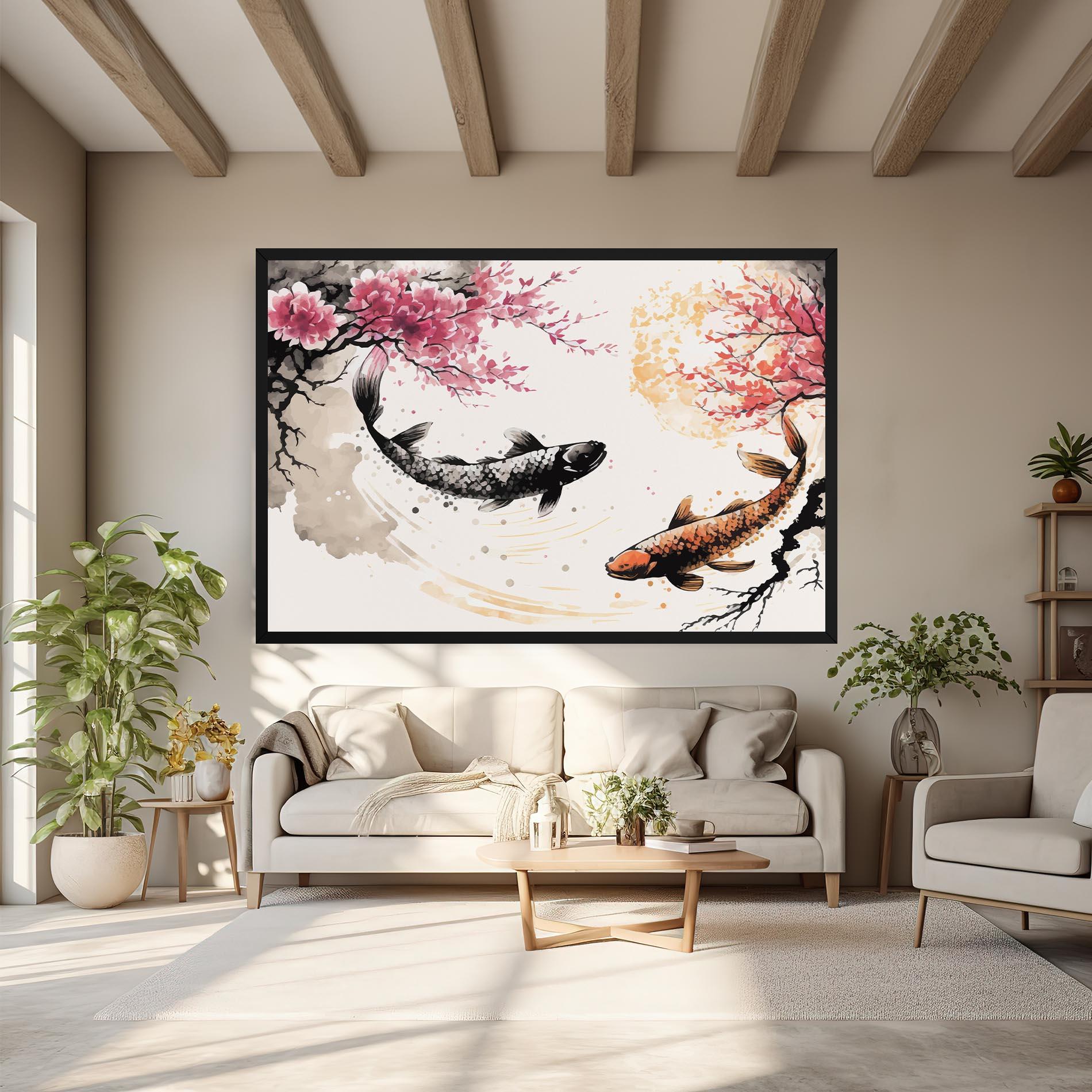 Leinwandbild Asiatic Flower Fish mockup 6