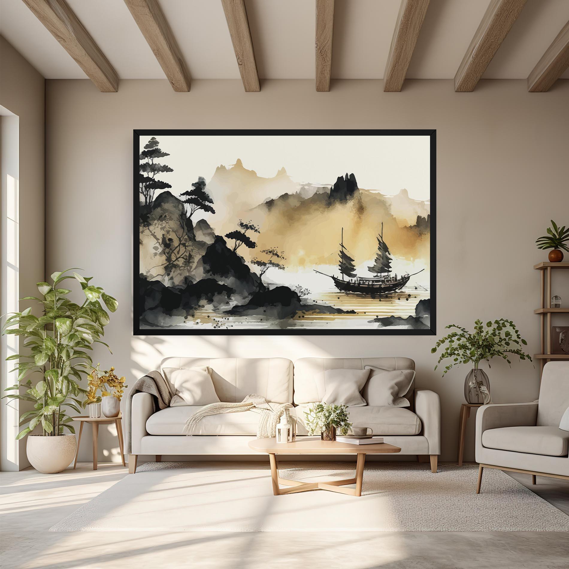 Leinwandbild Asiatic Grey Cream mockup 6