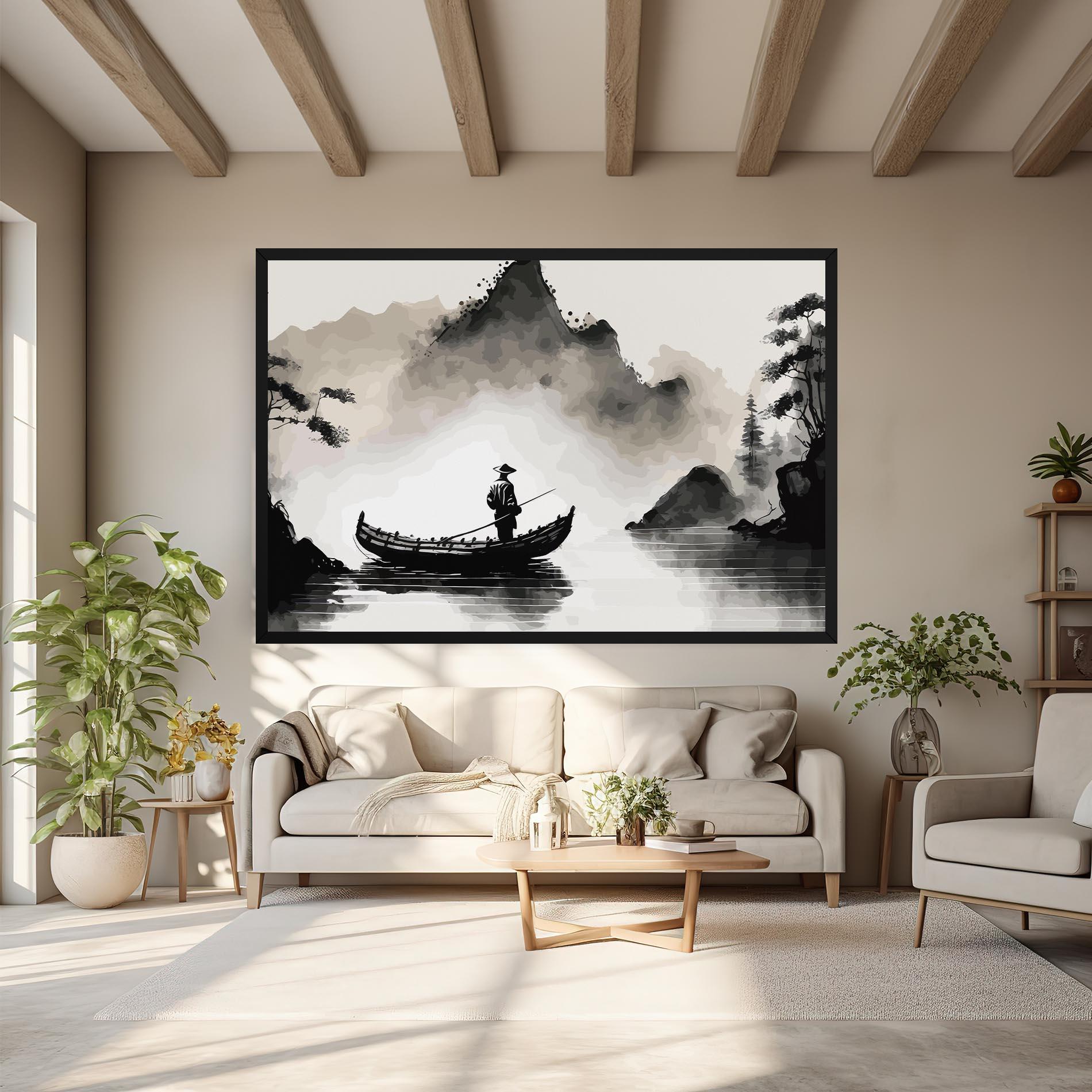 Leinwandbild Black Ink Boat mockup 6