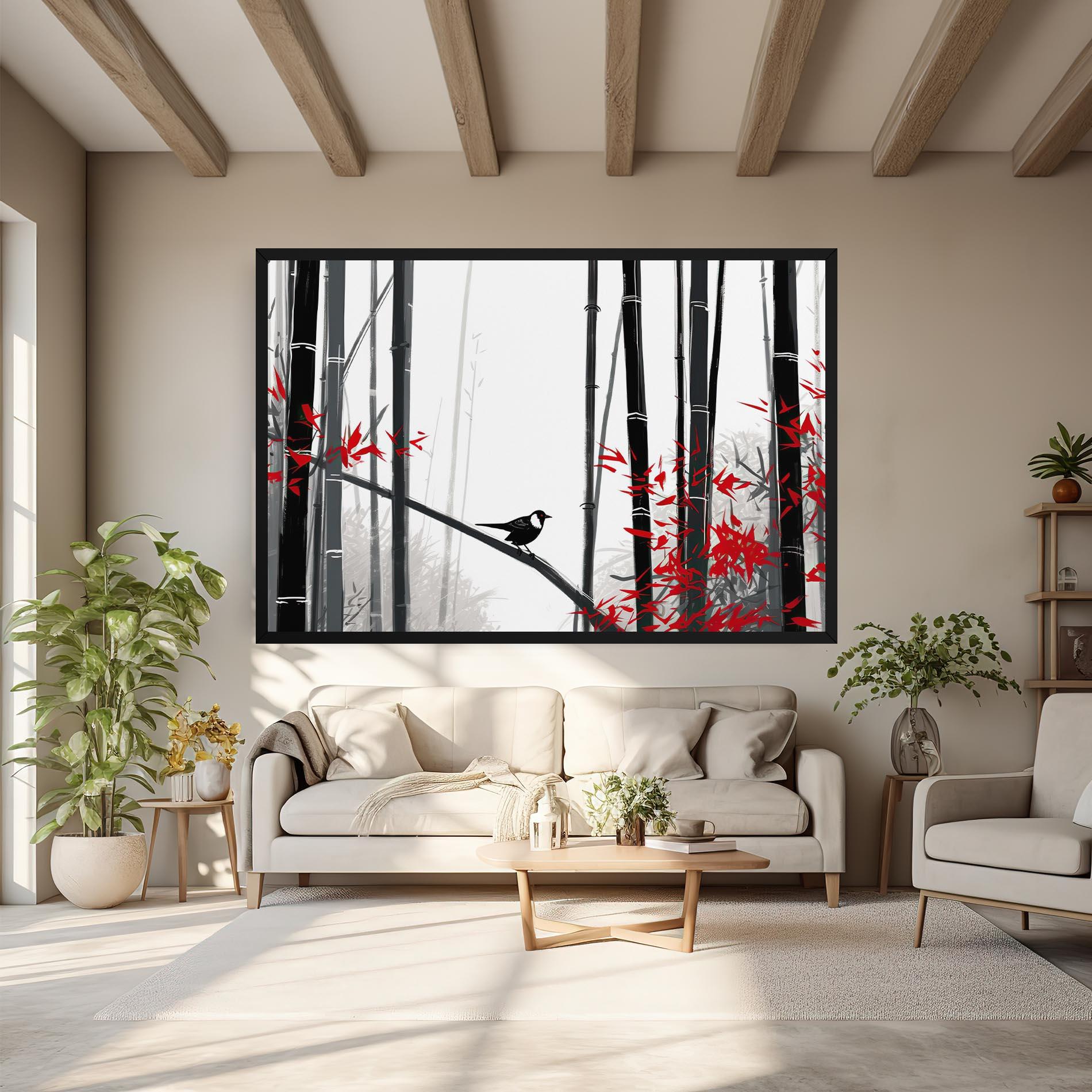 Leinwandbild Chinese Red Leafs mockup 6