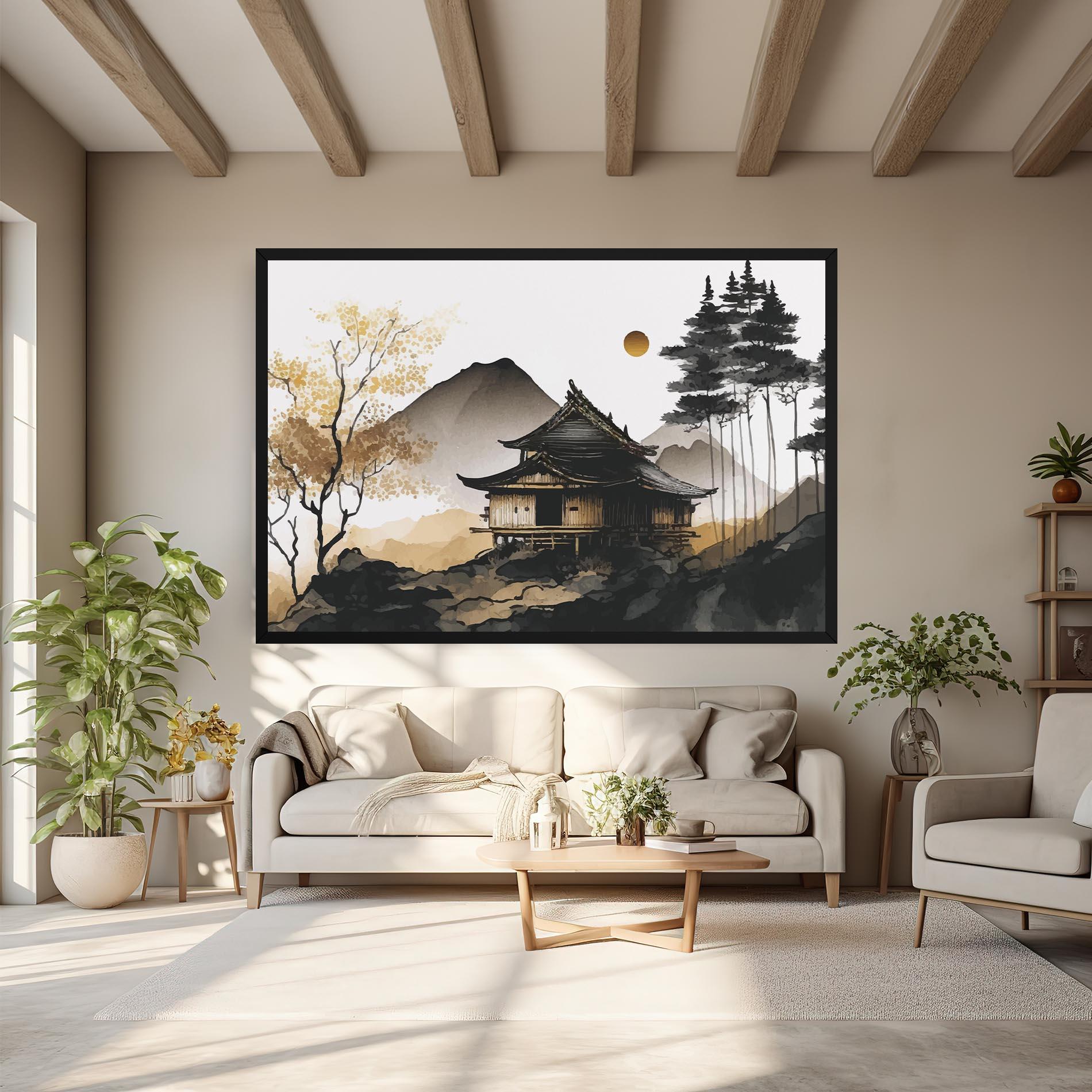Leinwandbild Gold Japanese Temple mockup 6