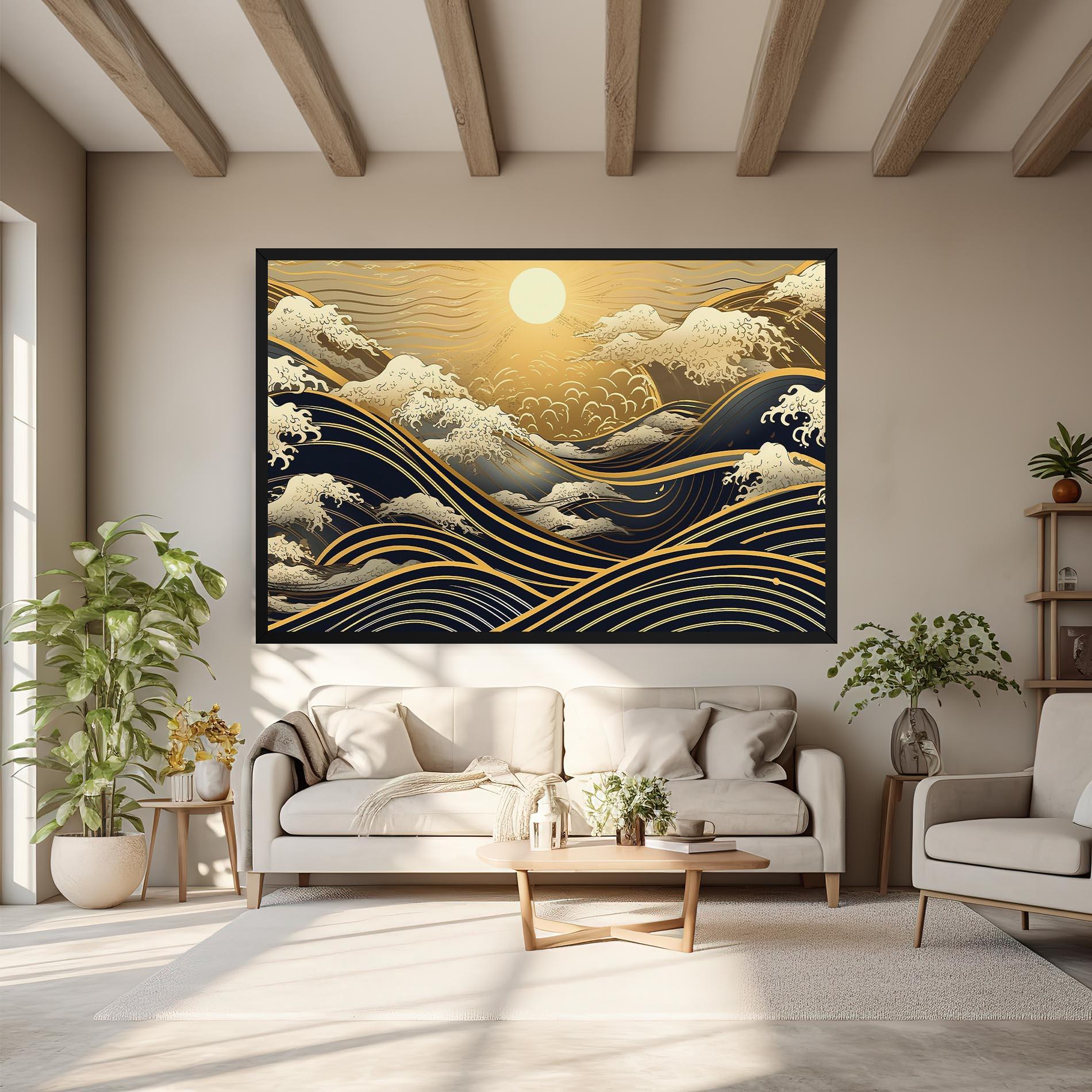 Leinwandbild Gold Waves Landscape mockup 6
