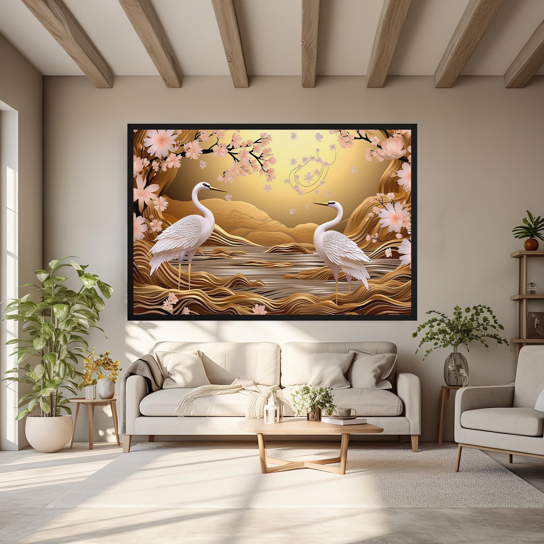 Leinwandbild Pink Chinese Flowers mockup 6