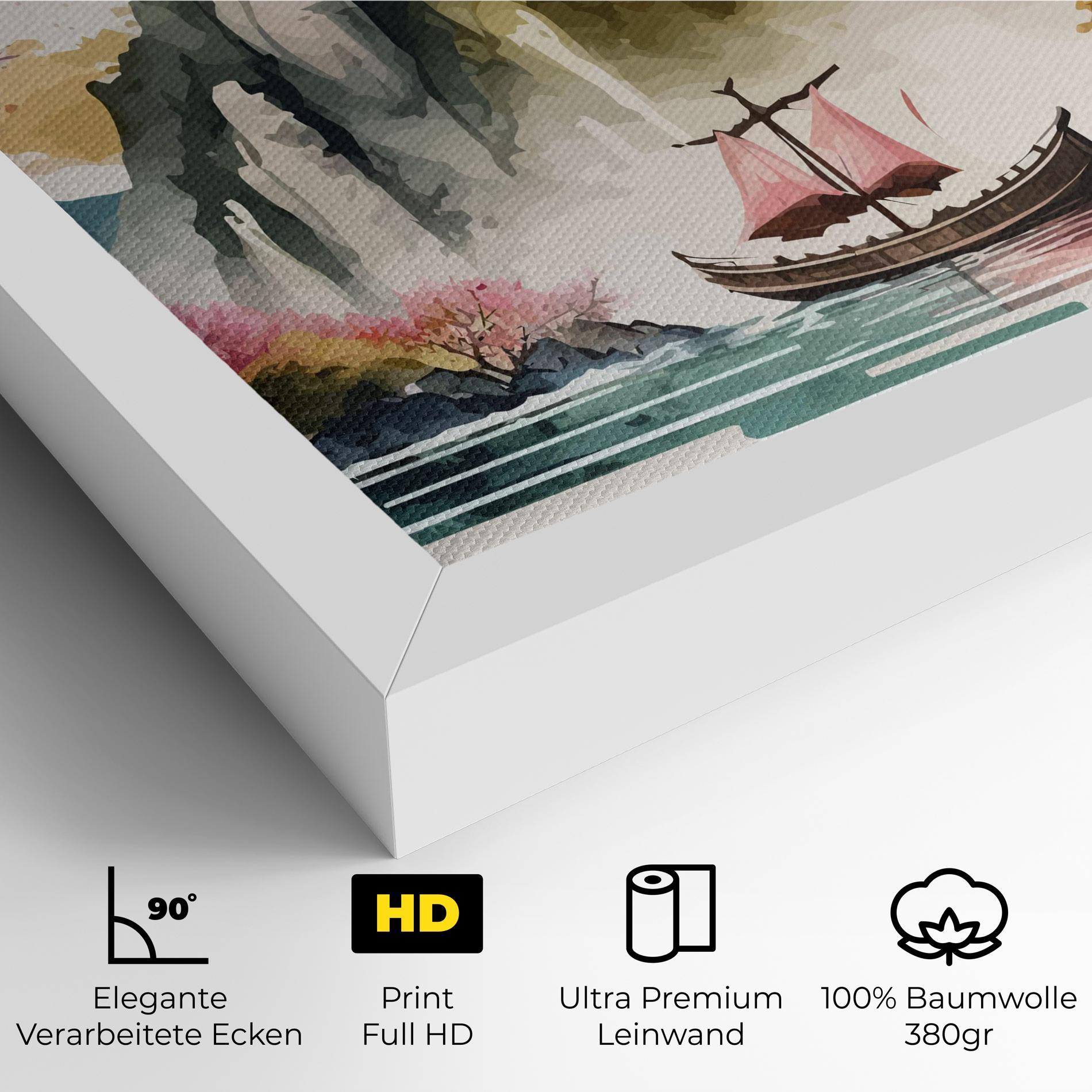 Leinwandbild Asian Orange Sunset mockup 4