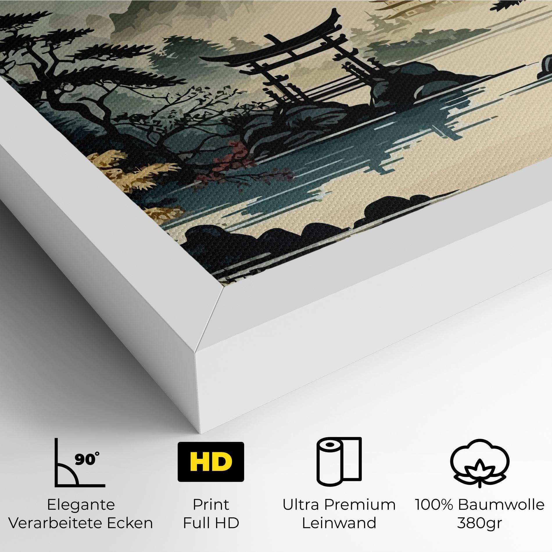 Leinwandbild Cream Chinese Mountain mockup 4