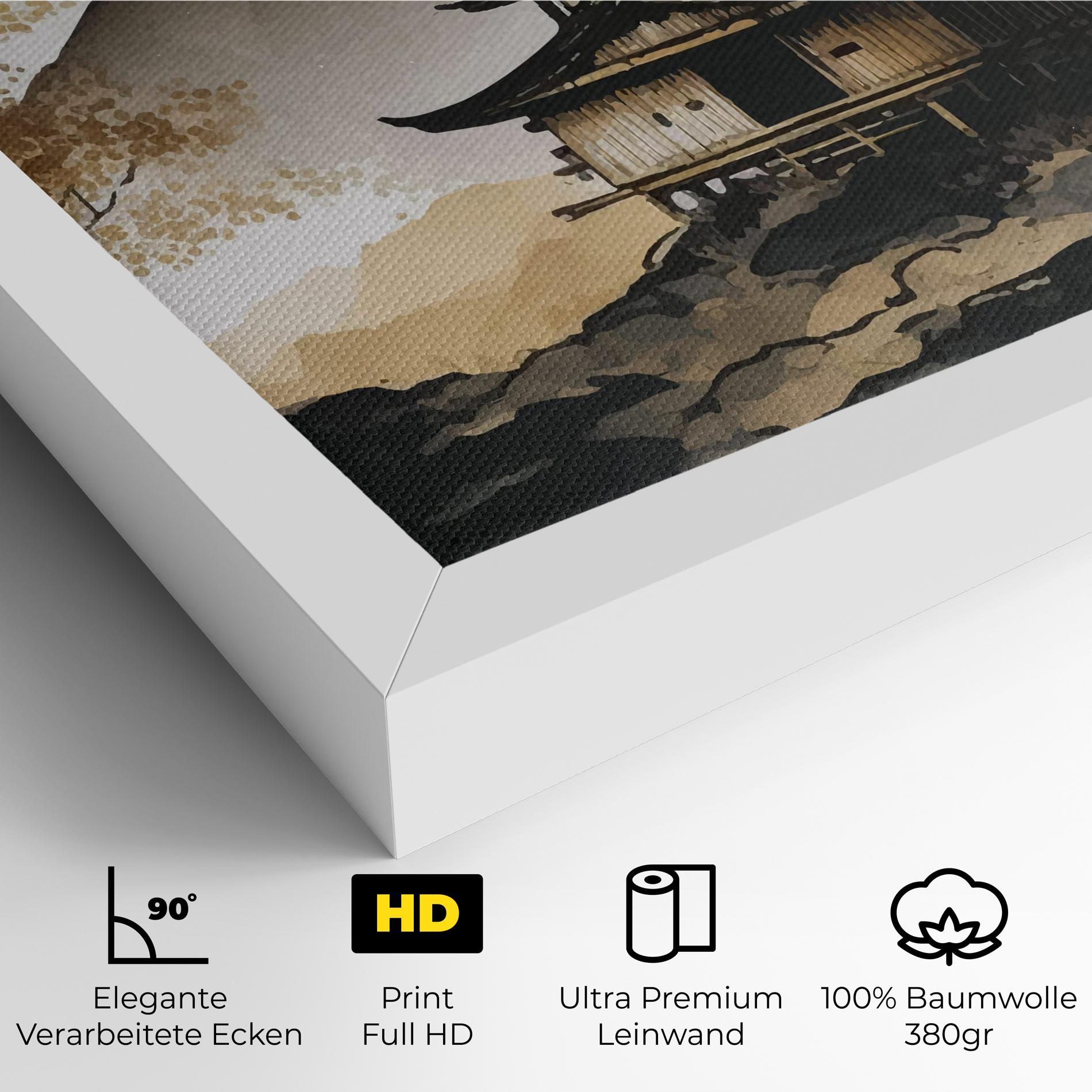 Leinwandbild Gold Japanese Temple mockup 4