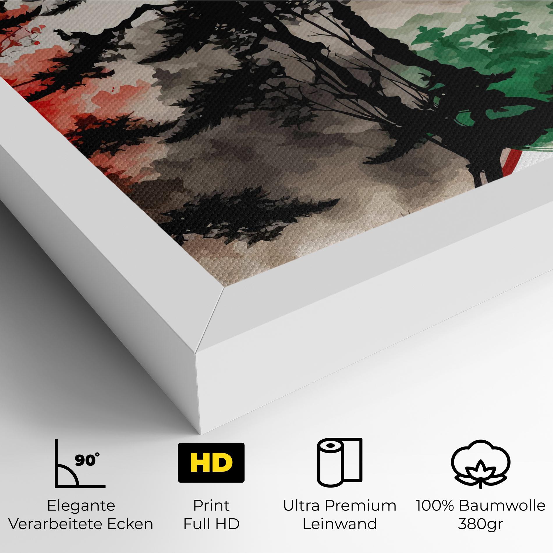 Leinwandbild Green Red Tree Art mockup 4