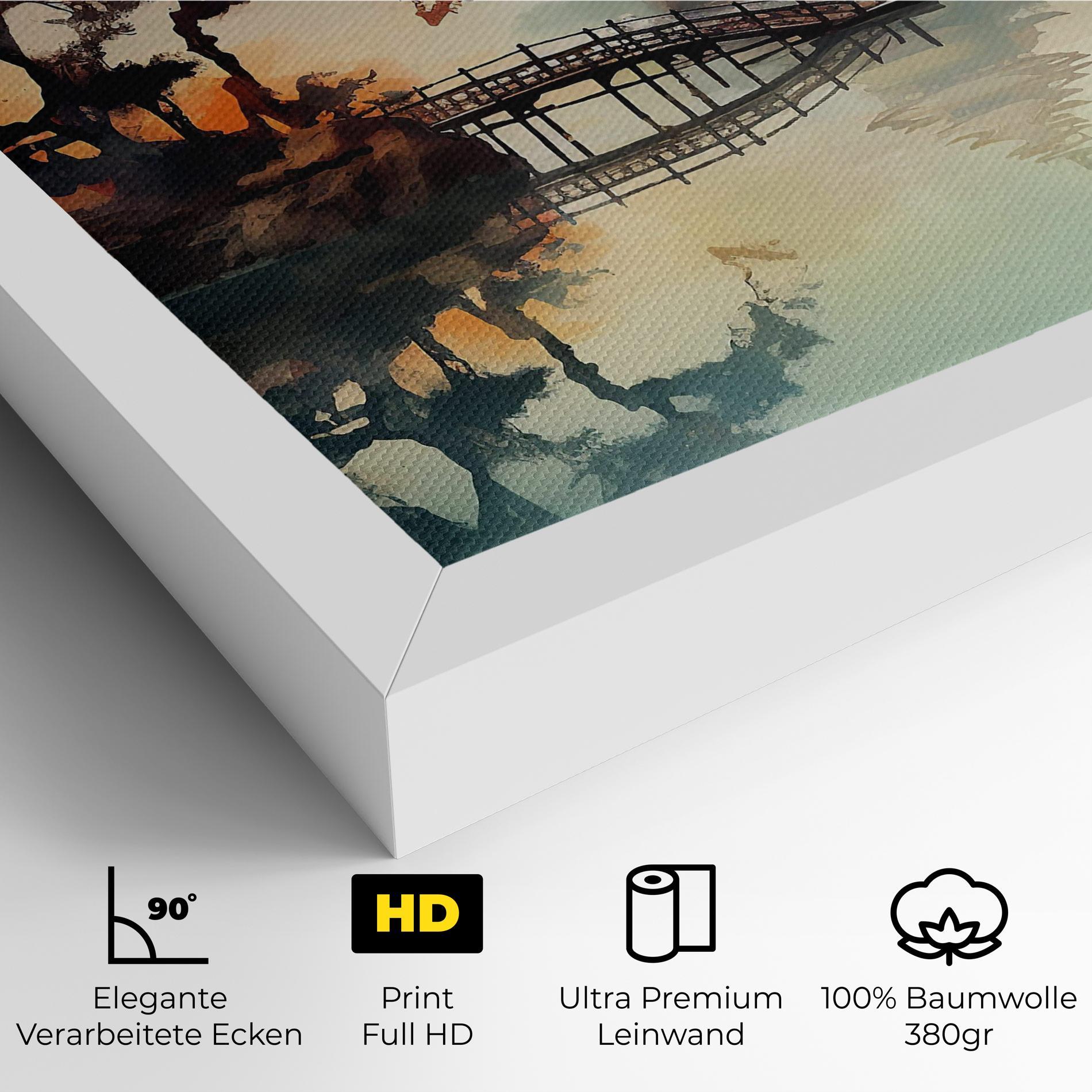 Leinwandbild Sunset Fog Water mockup 4