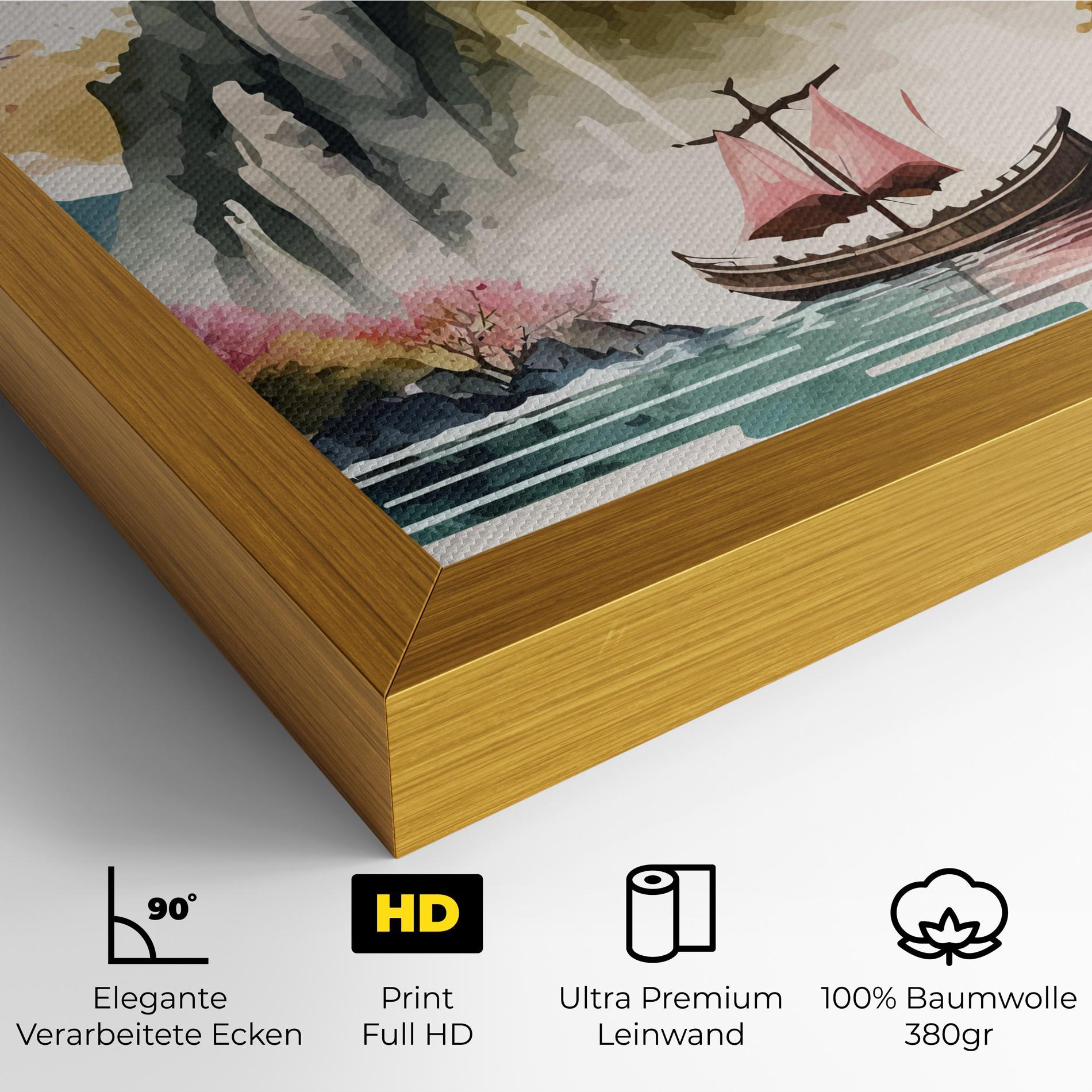 Leinwandbild Asian Orange Sunset mockup 4