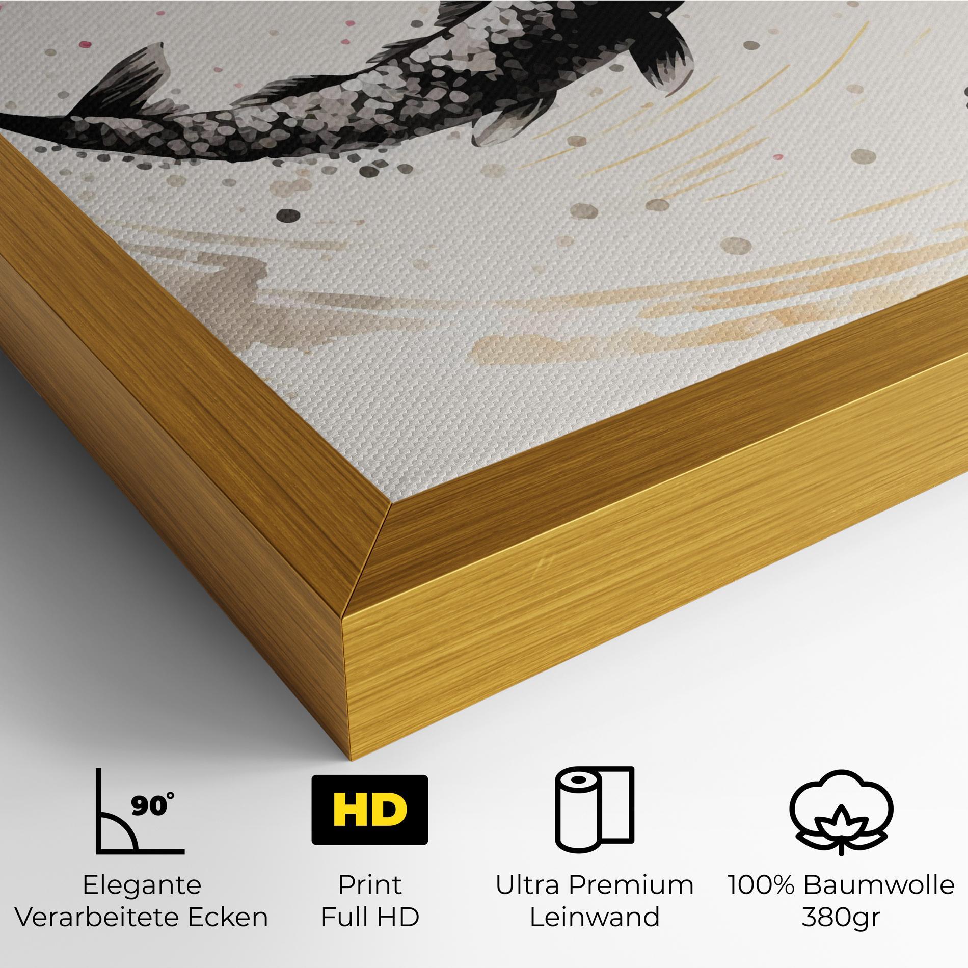 Leinwandbild Asiatic Flower Fish mockup 4