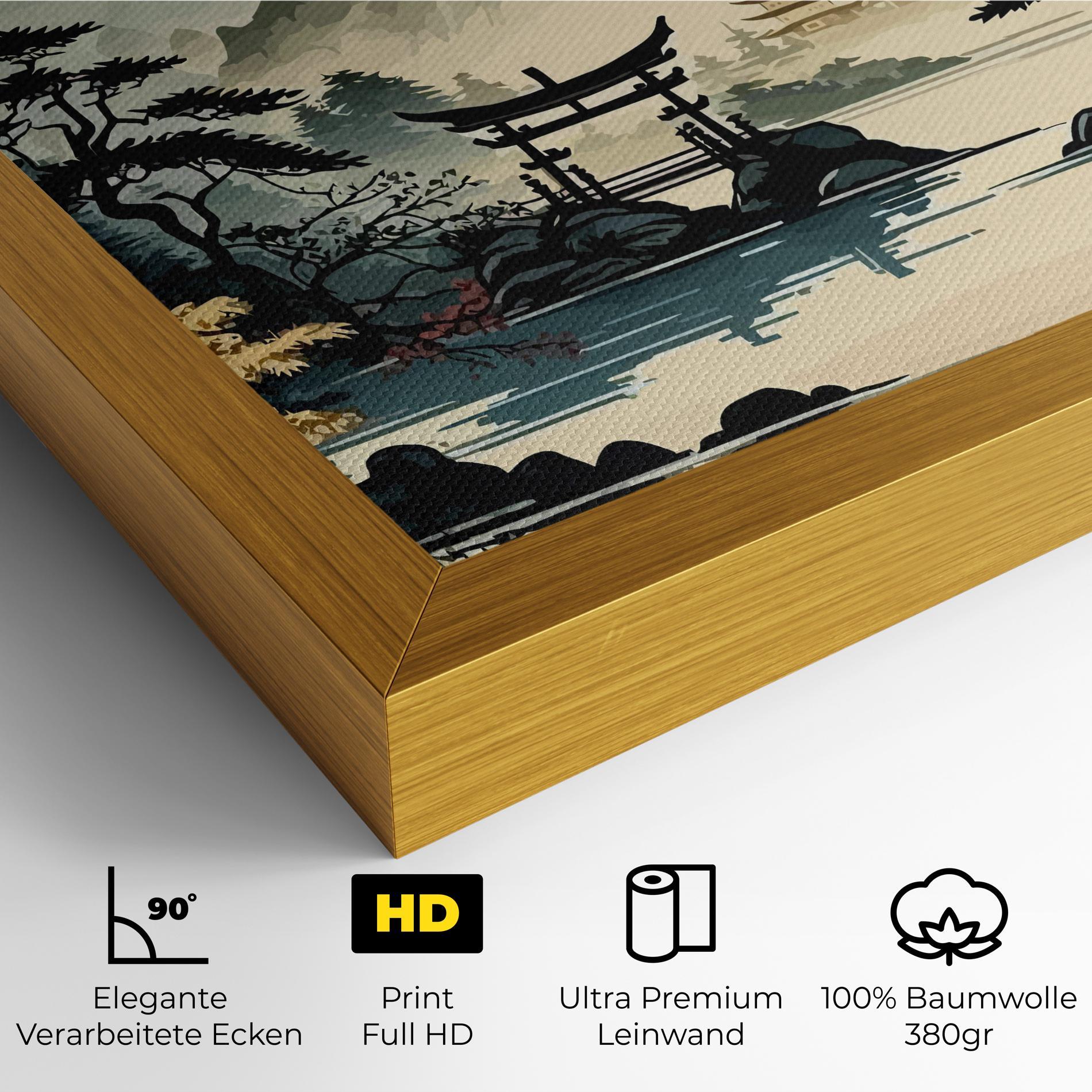 Leinwandbild Cream Chinese Mountain mockup 4