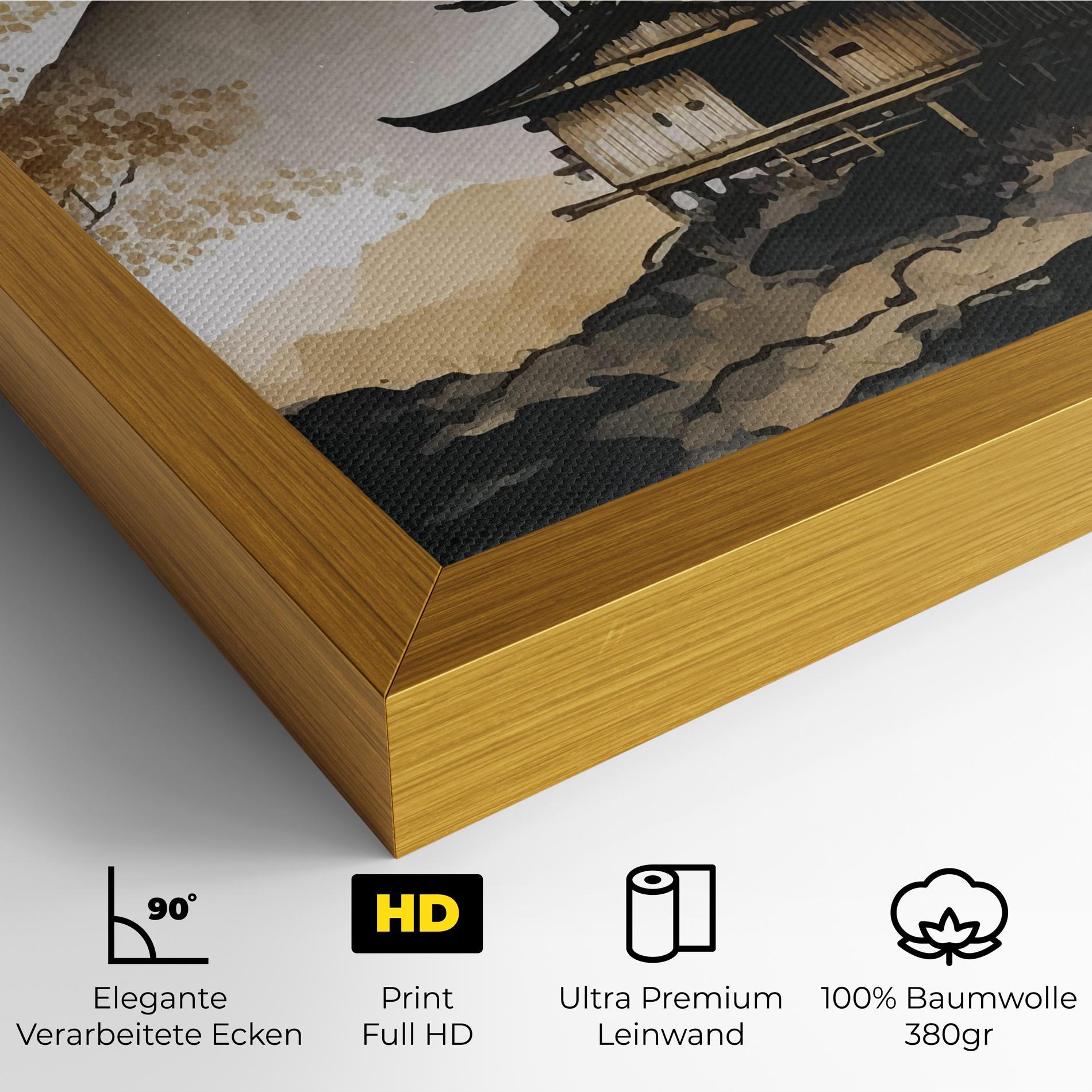 Leinwandbild Gold Japanese Temple mockup 4