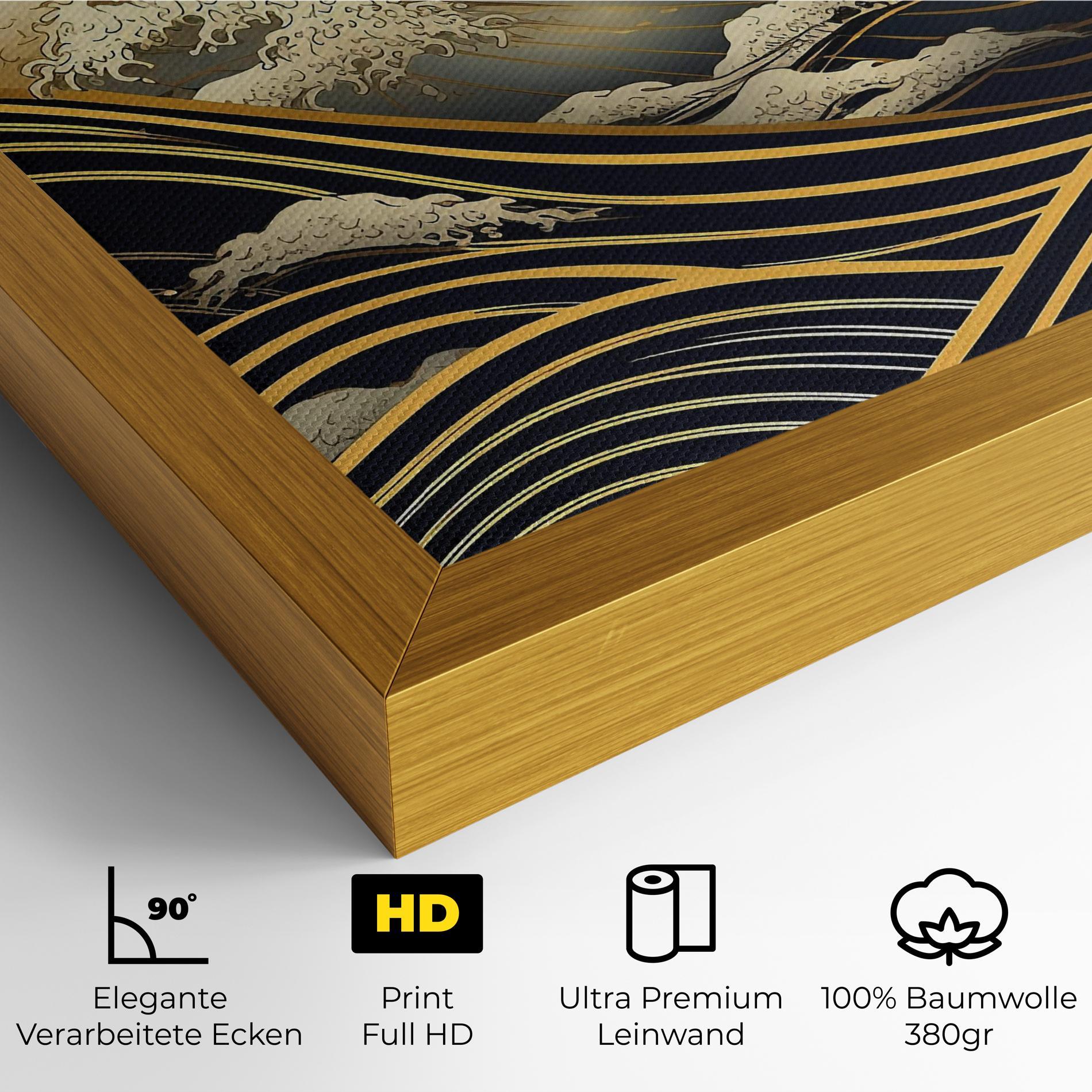 Leinwandbild Gold Waves Landscape mockup 4
