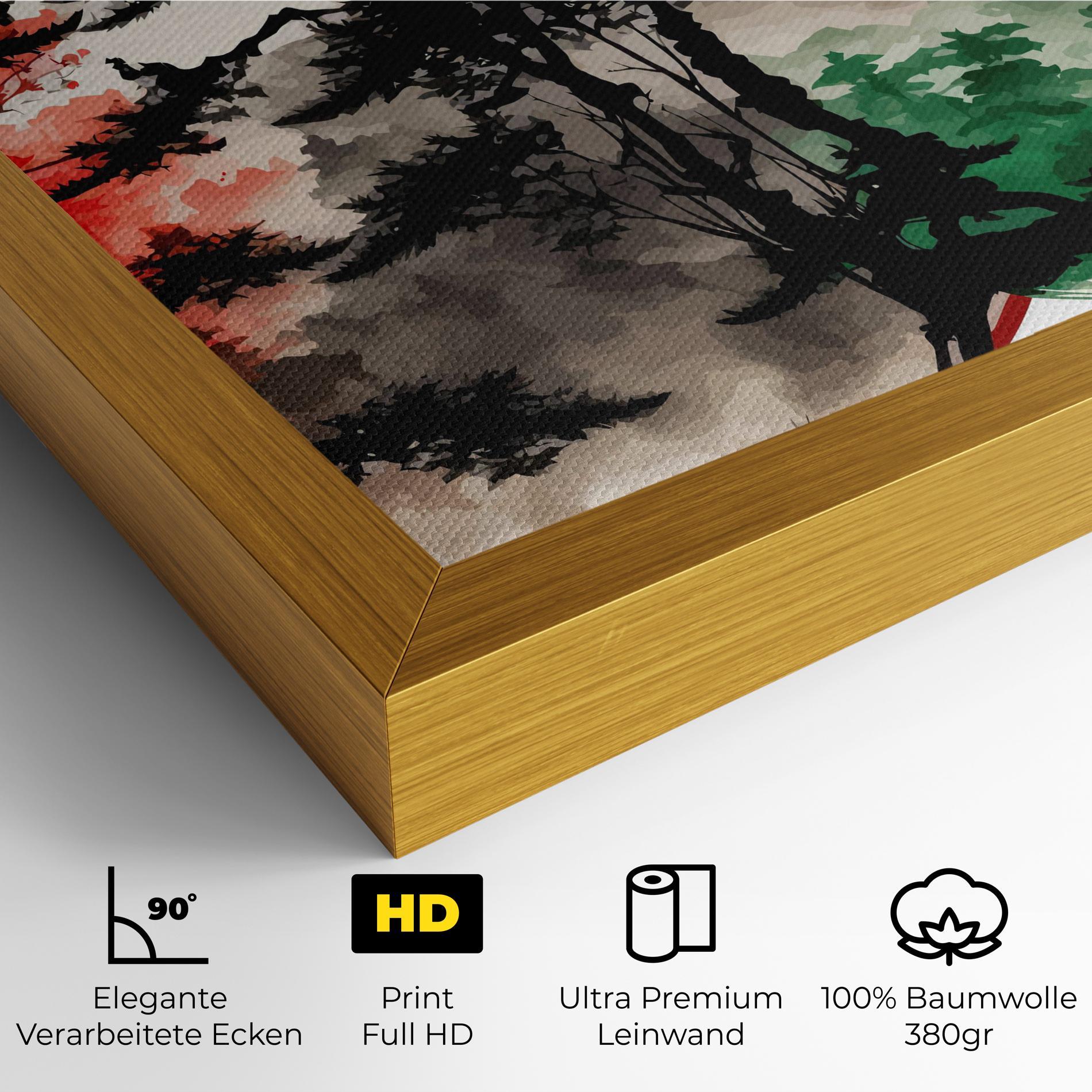 Leinwandbild Green Red Tree Art mockup 4