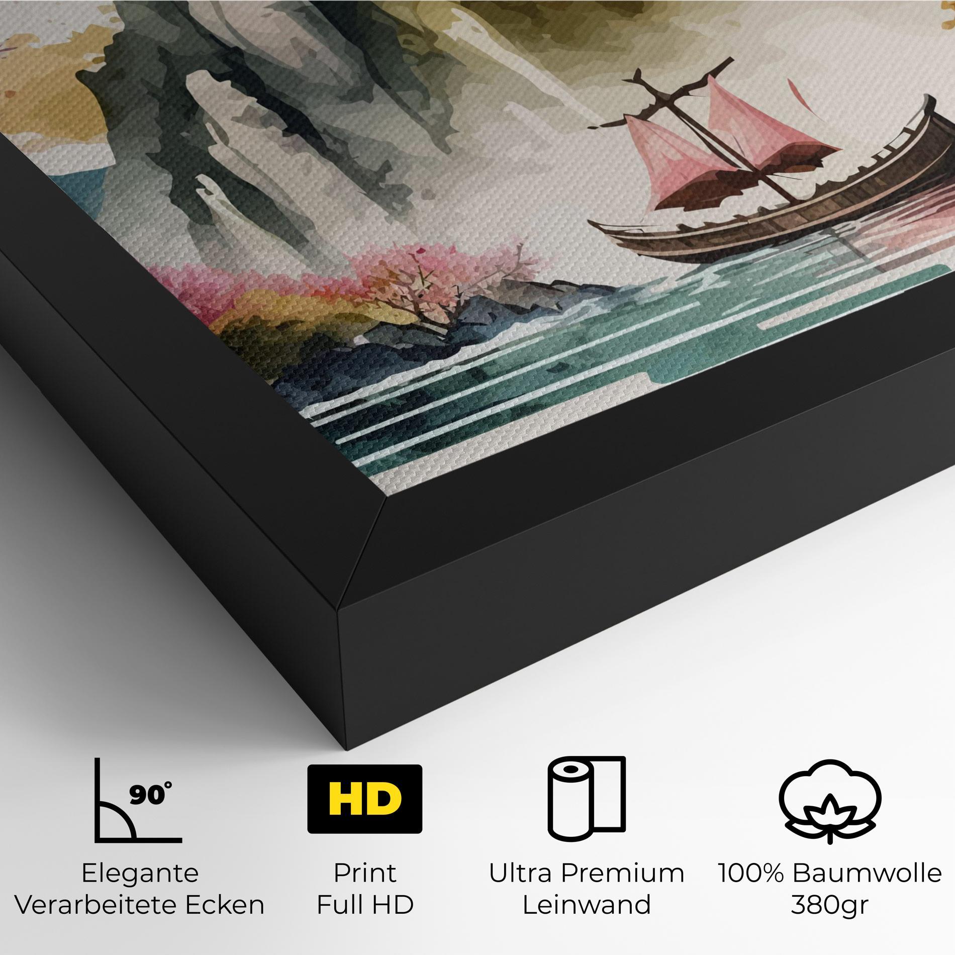 Leinwandbild Asian Orange Sunset mockup 4