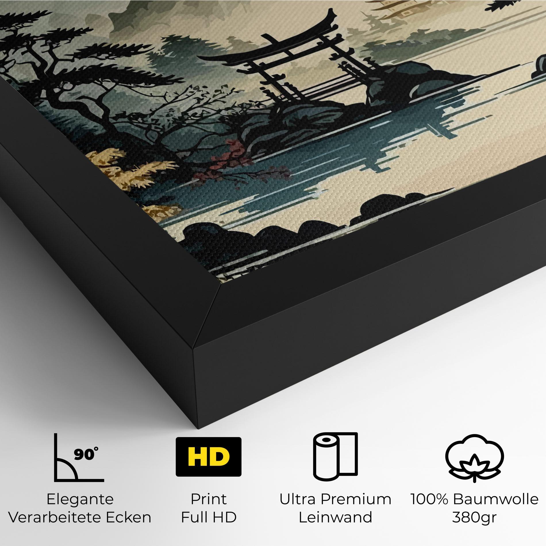 Leinwandbild Cream Chinese Mountain mockup 4