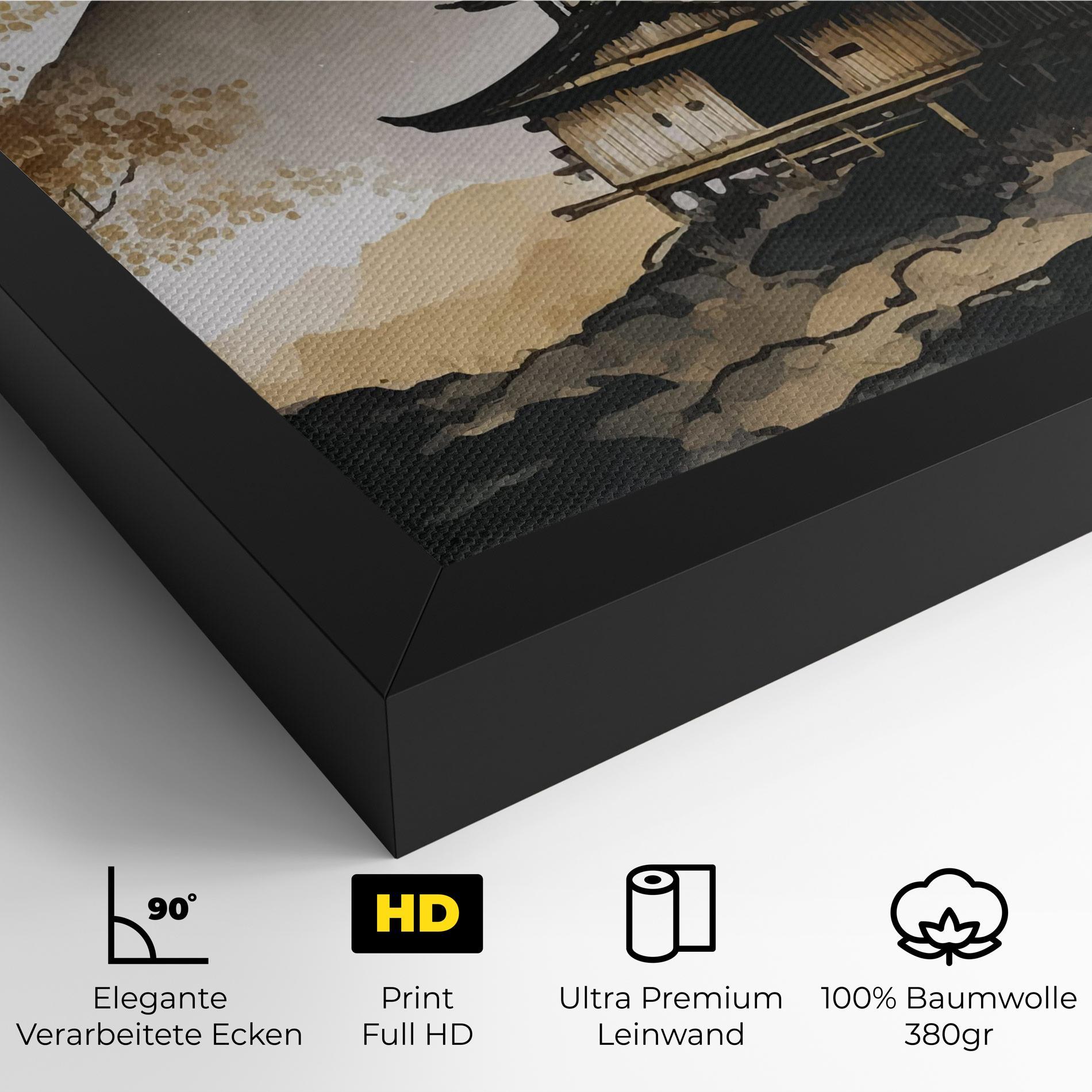 Leinwandbild Gold Japanese Temple mockup 4
