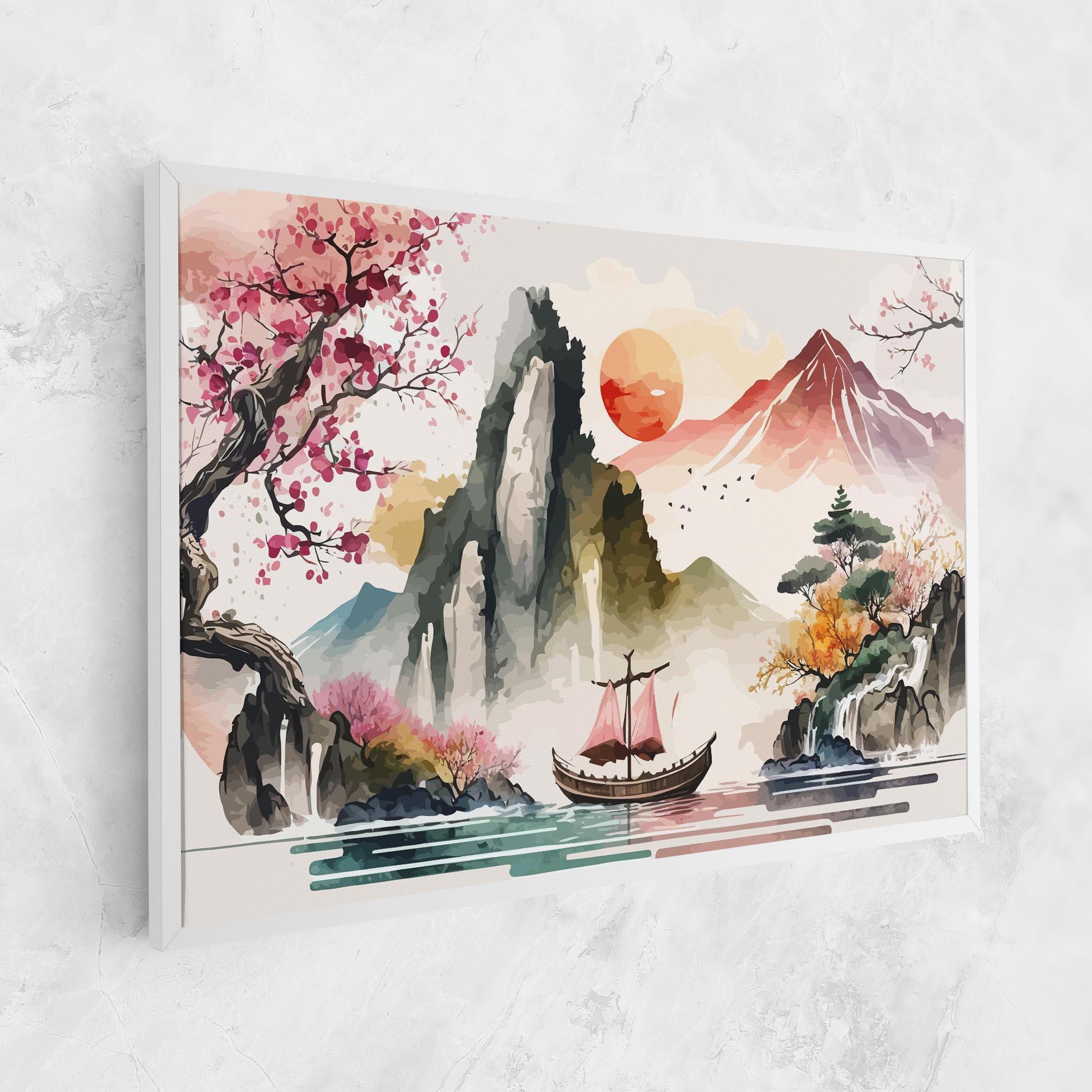 Leinwandbild Asian Orange Sunset mockup 1