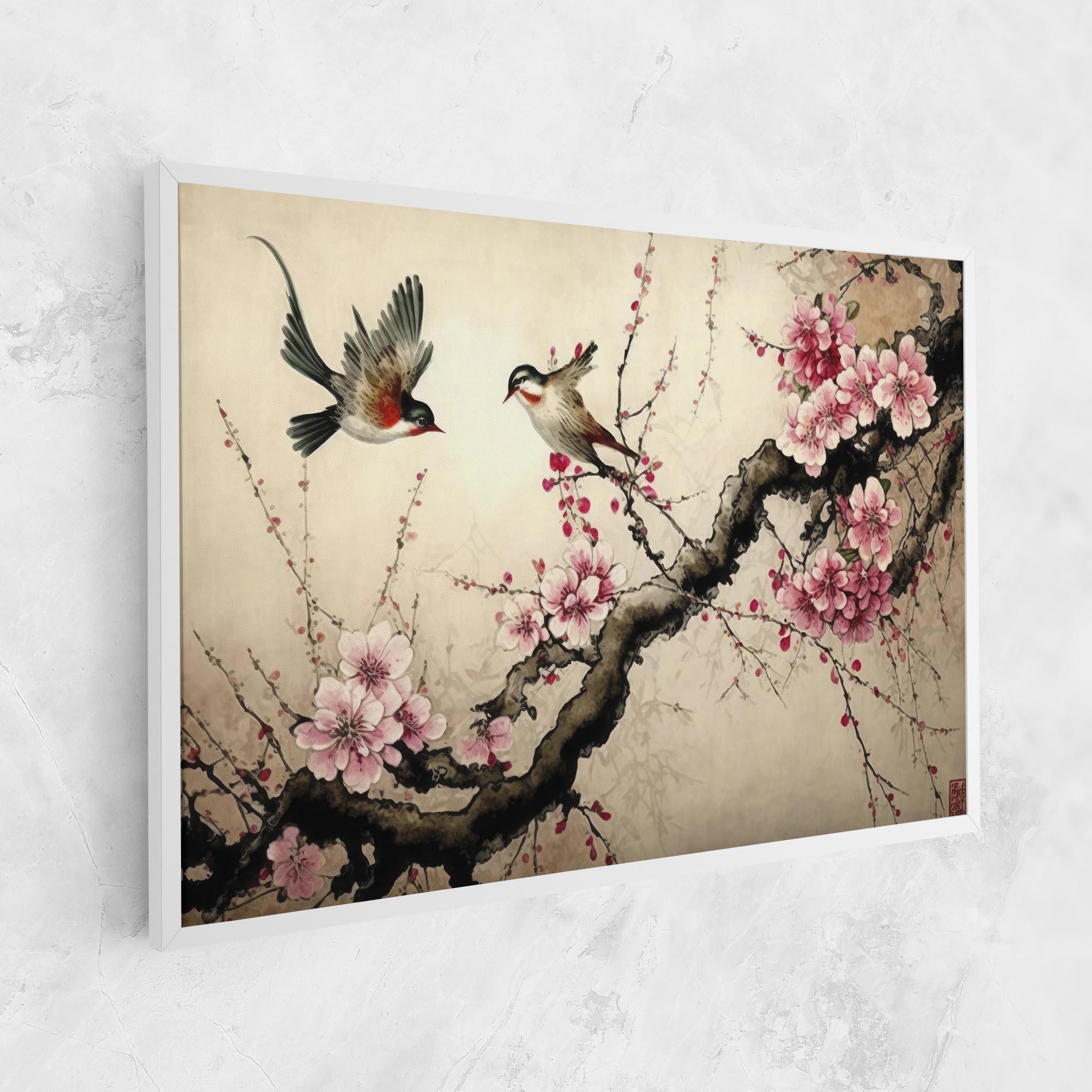 Leinwandbild Cherry Blossom Birds mockup 1