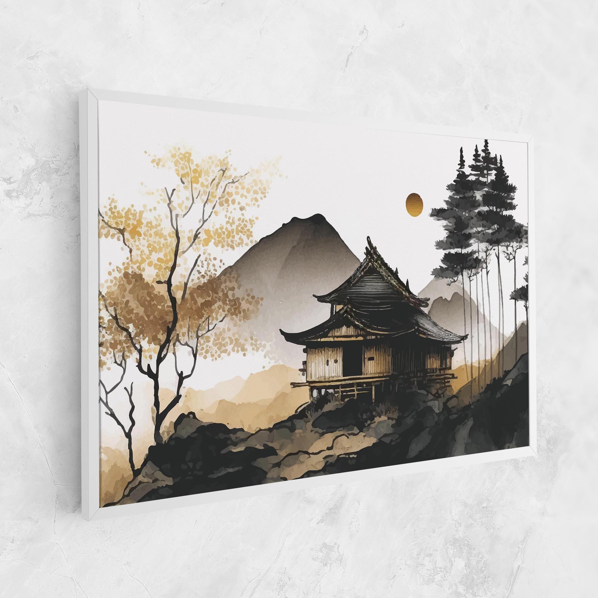 Leinwandbild Gold Japanese Temple mockup 1