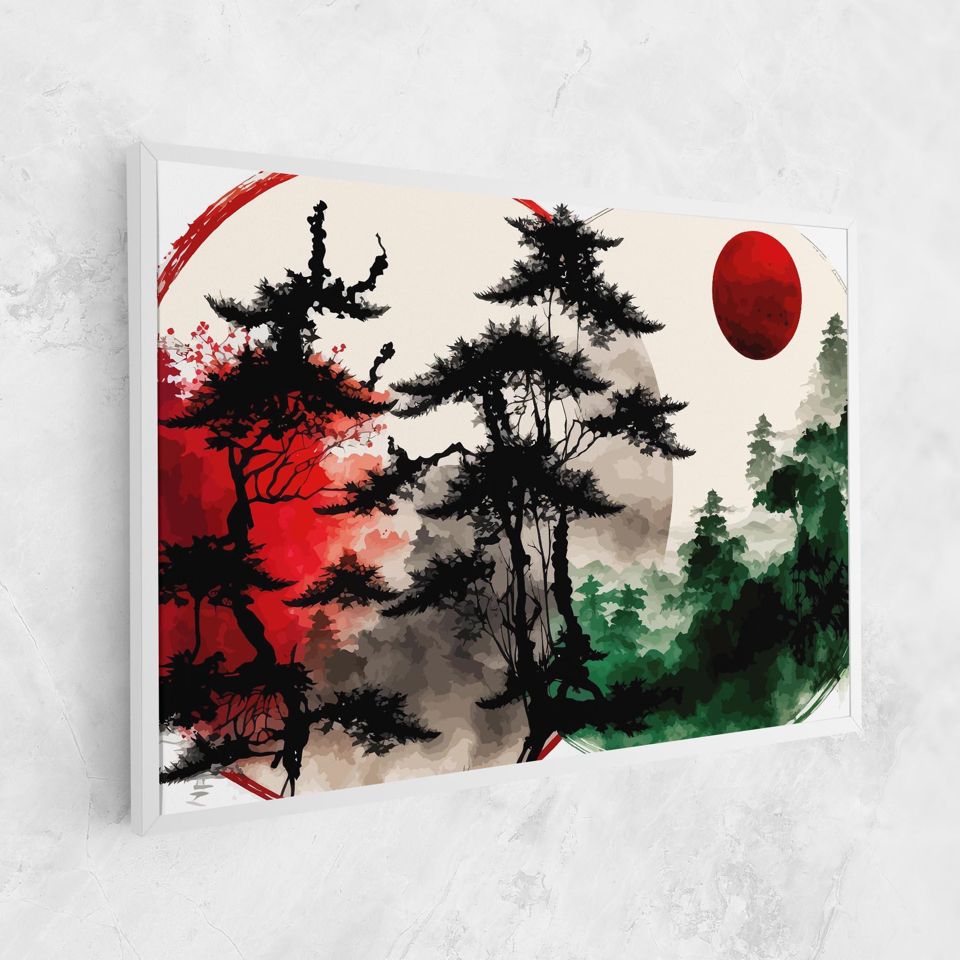 Leinwandbild Green Red Tree Art mockup 1