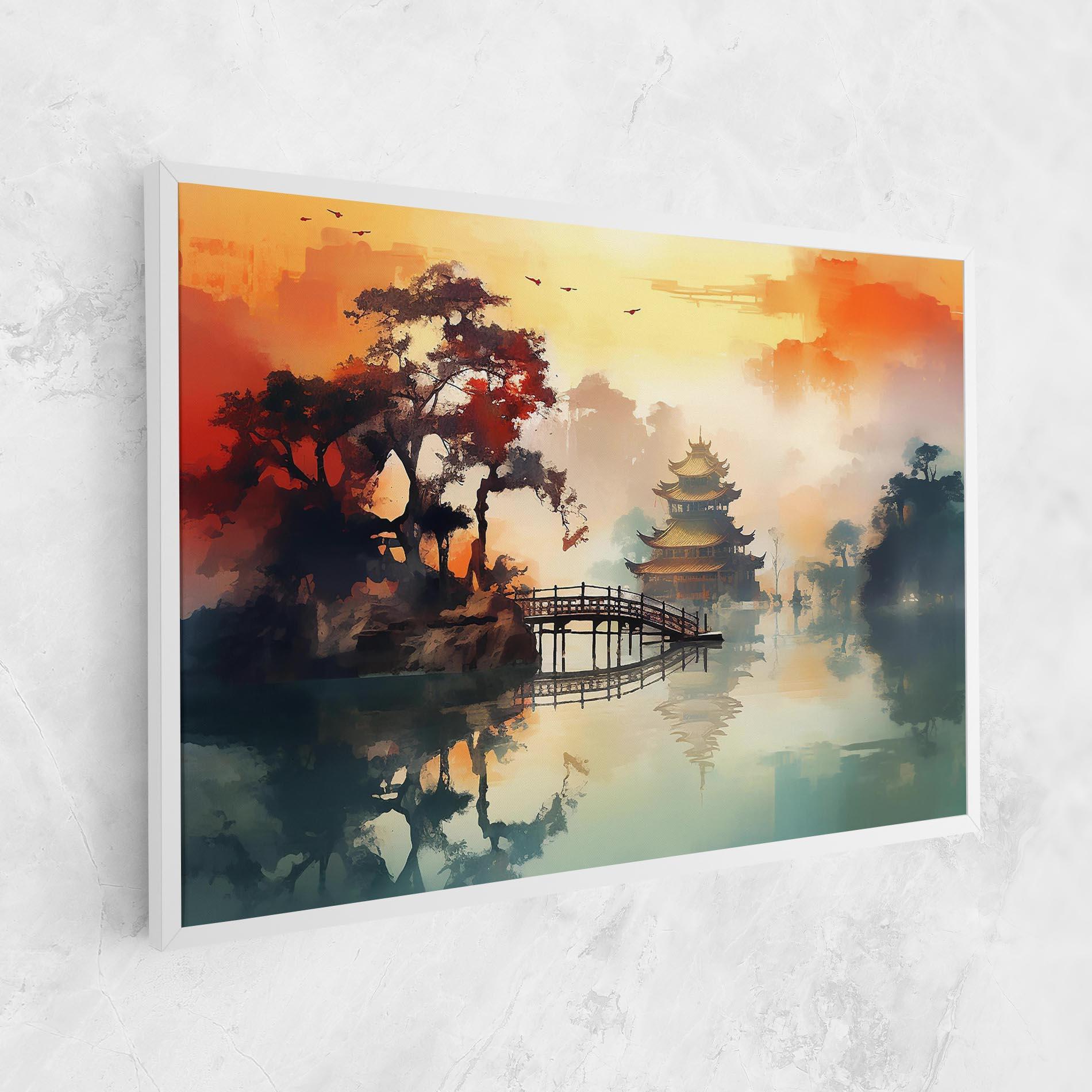 Leinwandbild Sunset Fog Water mockup 1