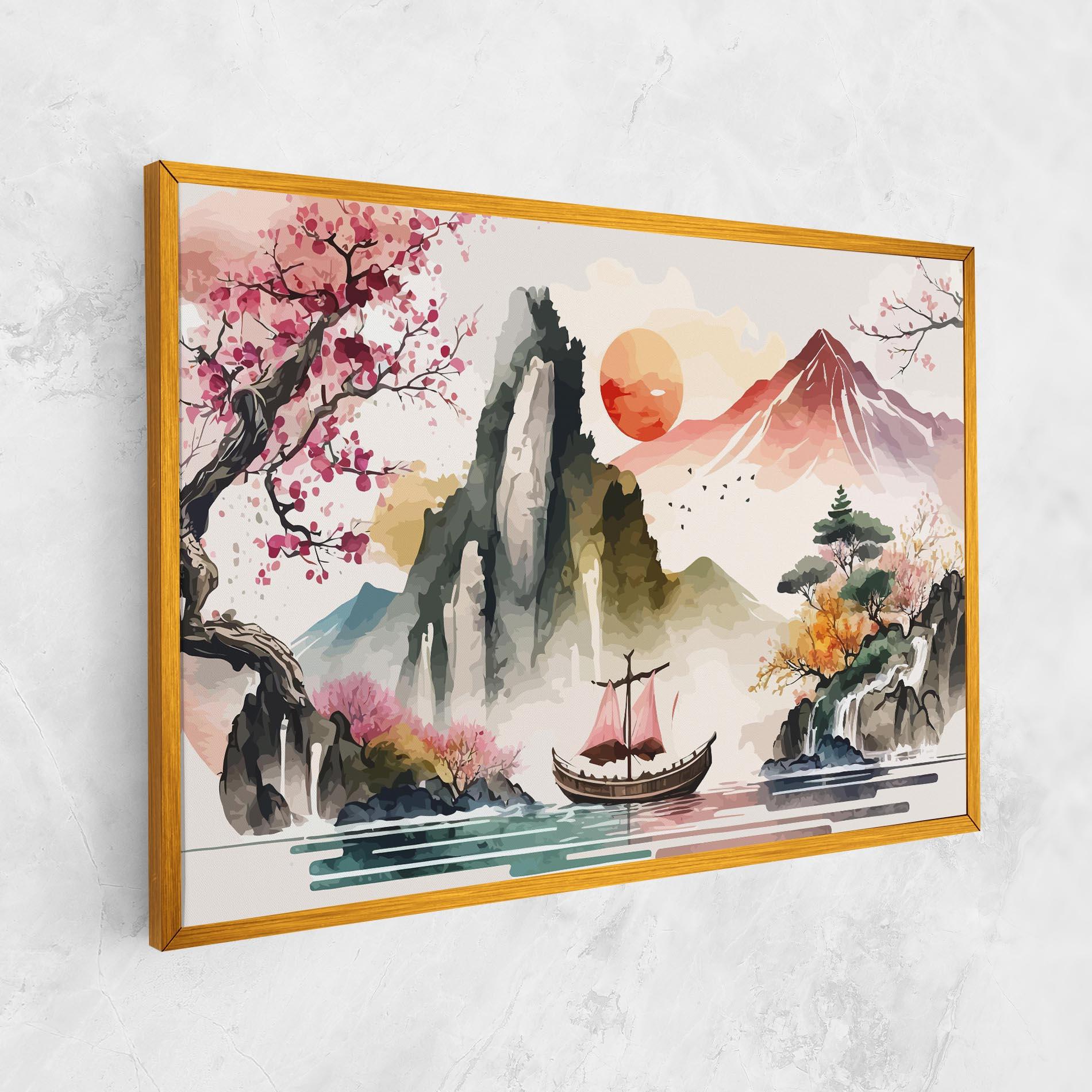 Leinwandbild Asian Orange Sunset mockup 1