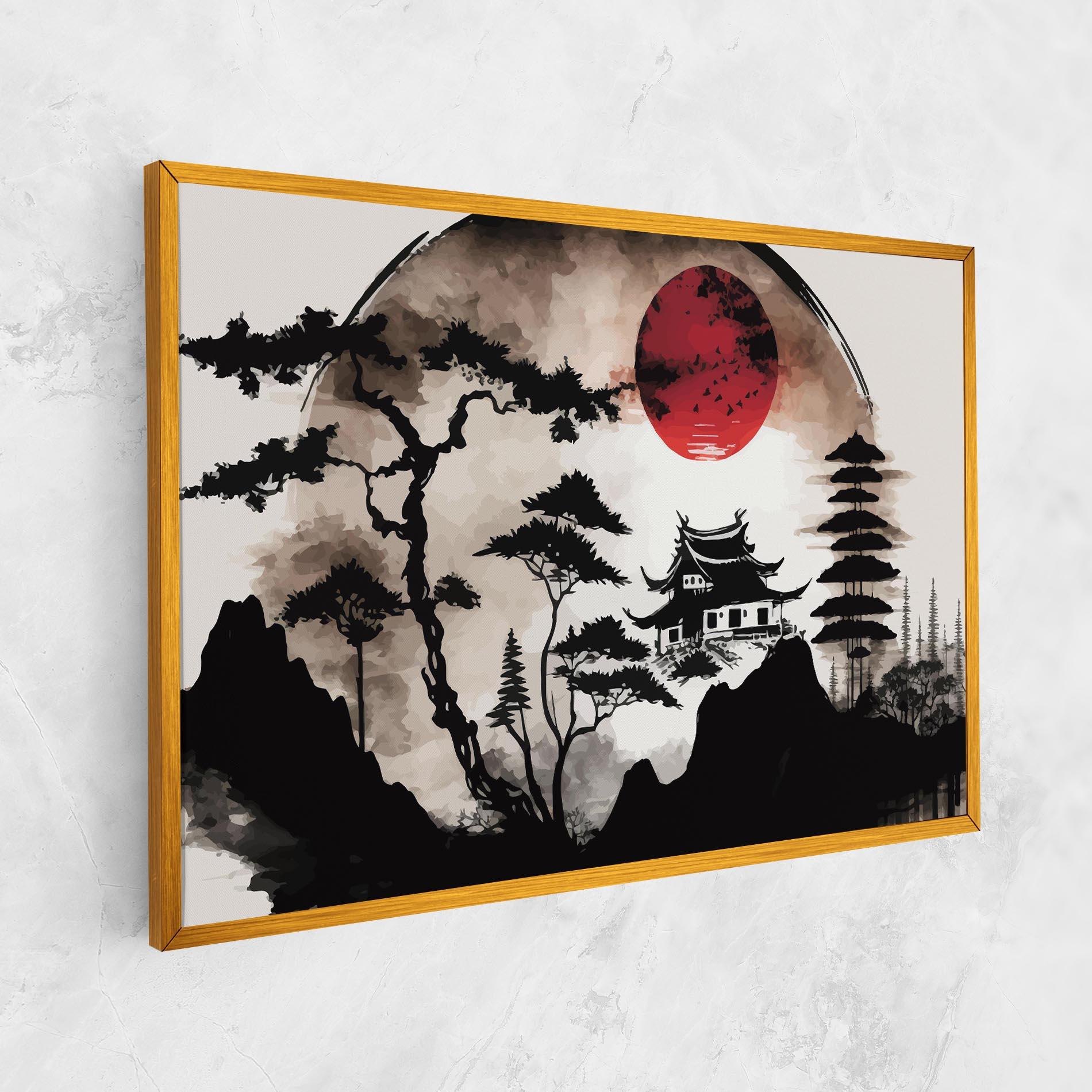 Leinwandbild Asian Red Moon mockup 1