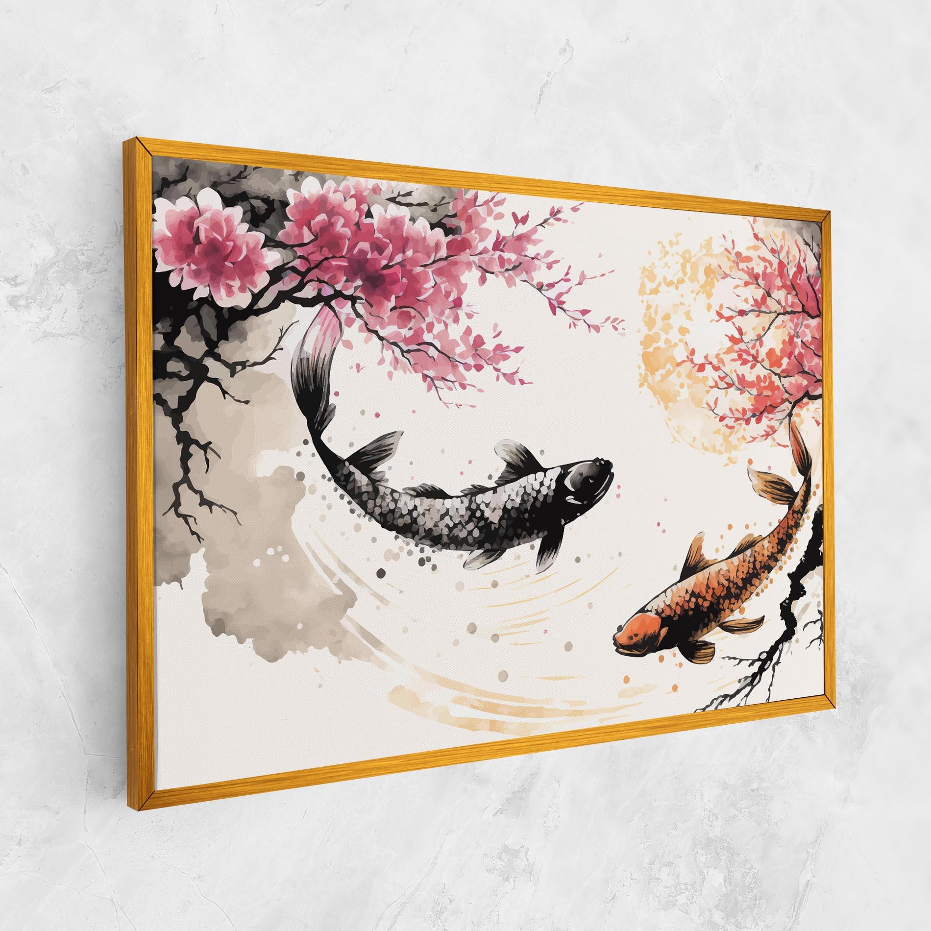Leinwandbild Asiatic Flower Fish mockup 1