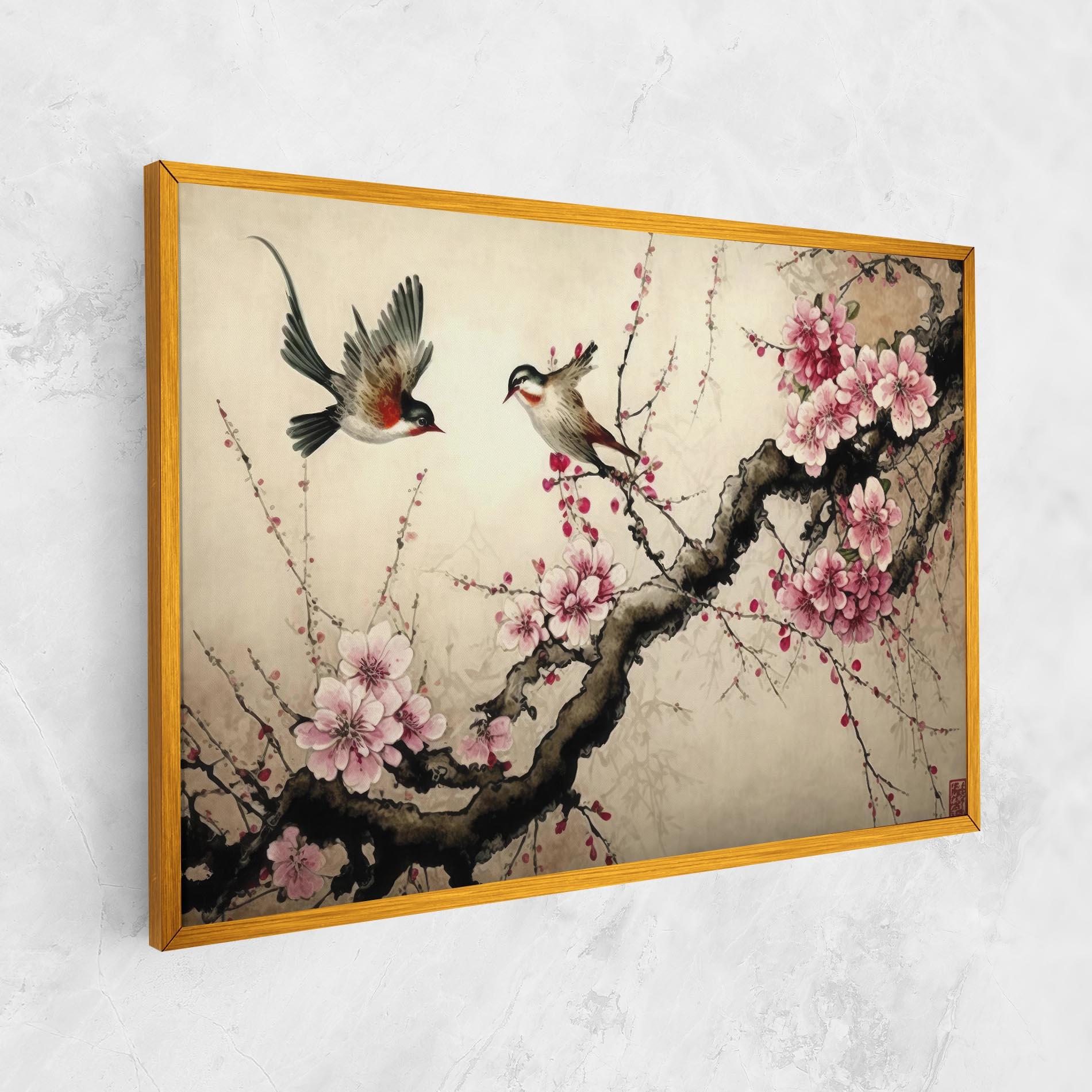 Leinwandbild Cherry Blossom Birds mockup 1