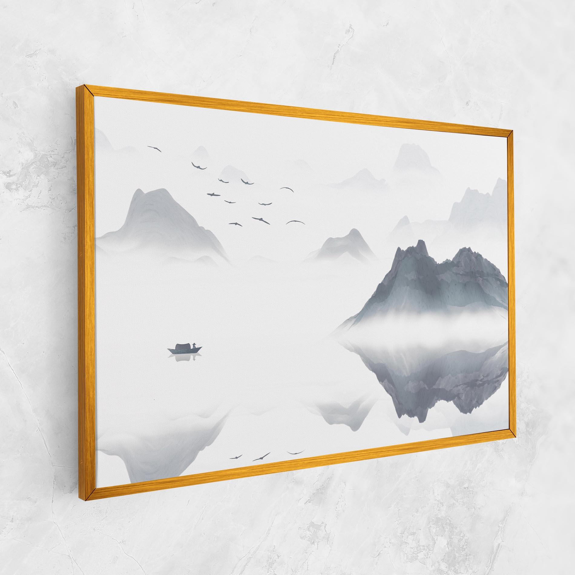 Leinwandbild Chinese Style Mountains mockup 1
