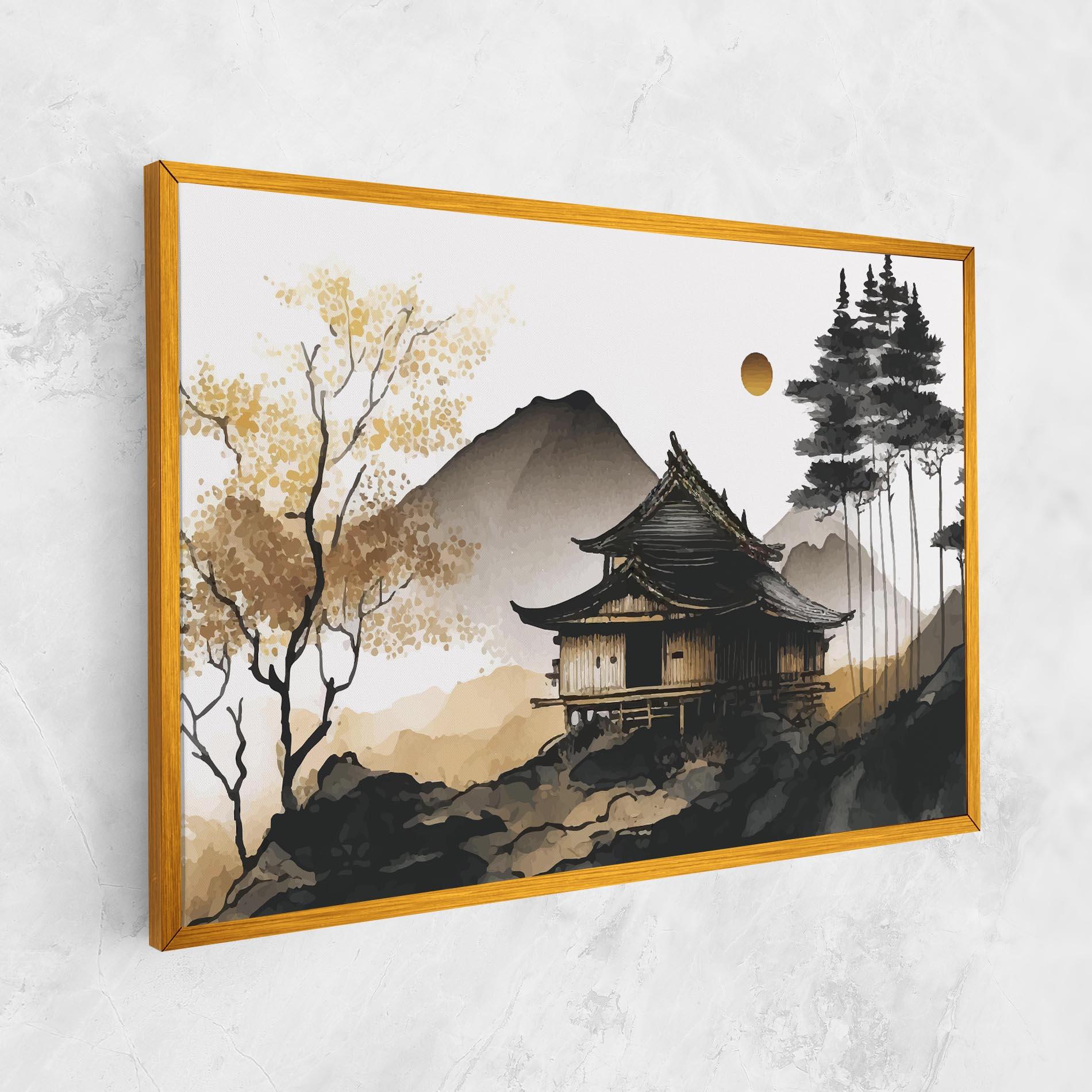 Leinwandbild Gold Japanese Temple mockup 1