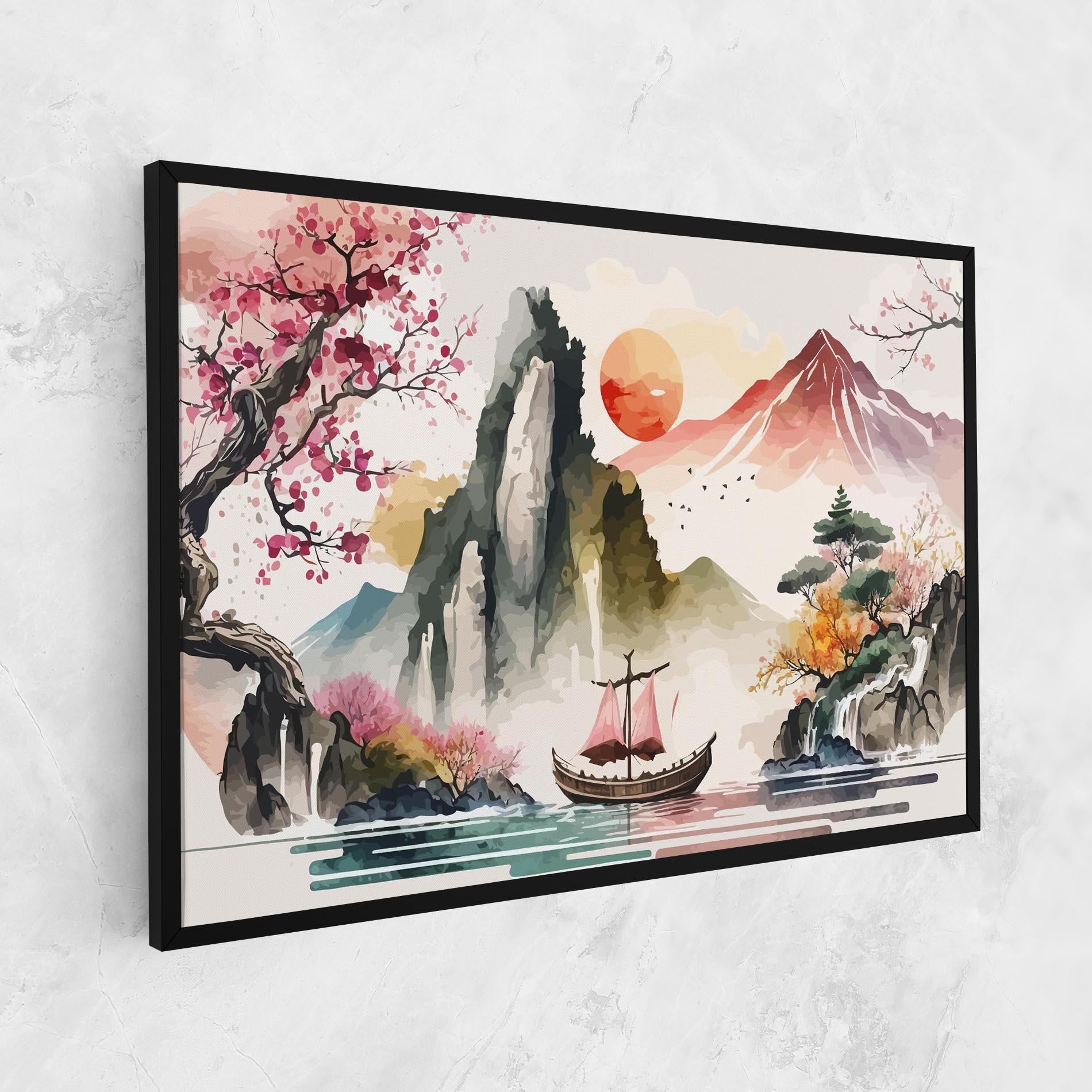 Leinwandbild Asian Orange Sunset mockup 1