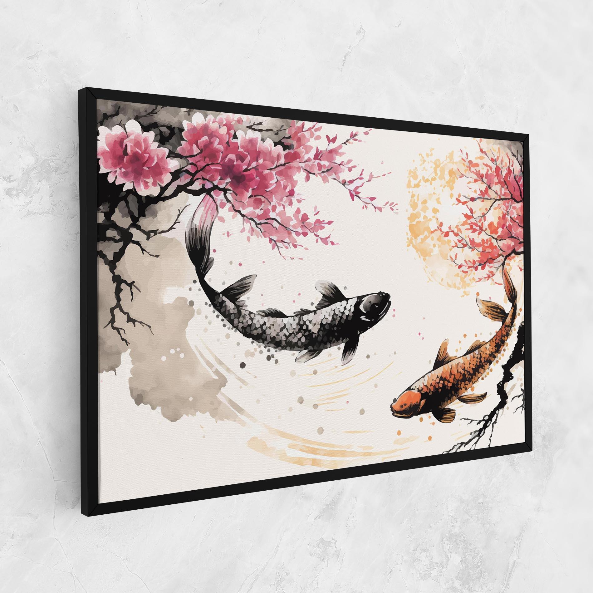 Leinwandbild Asiatic Flower Fish mockup 1