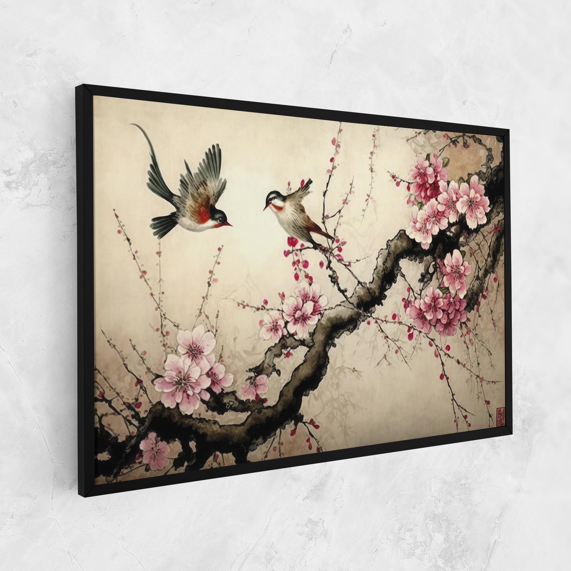 Leinwandbild Cherry Blossom Birds mockup 1