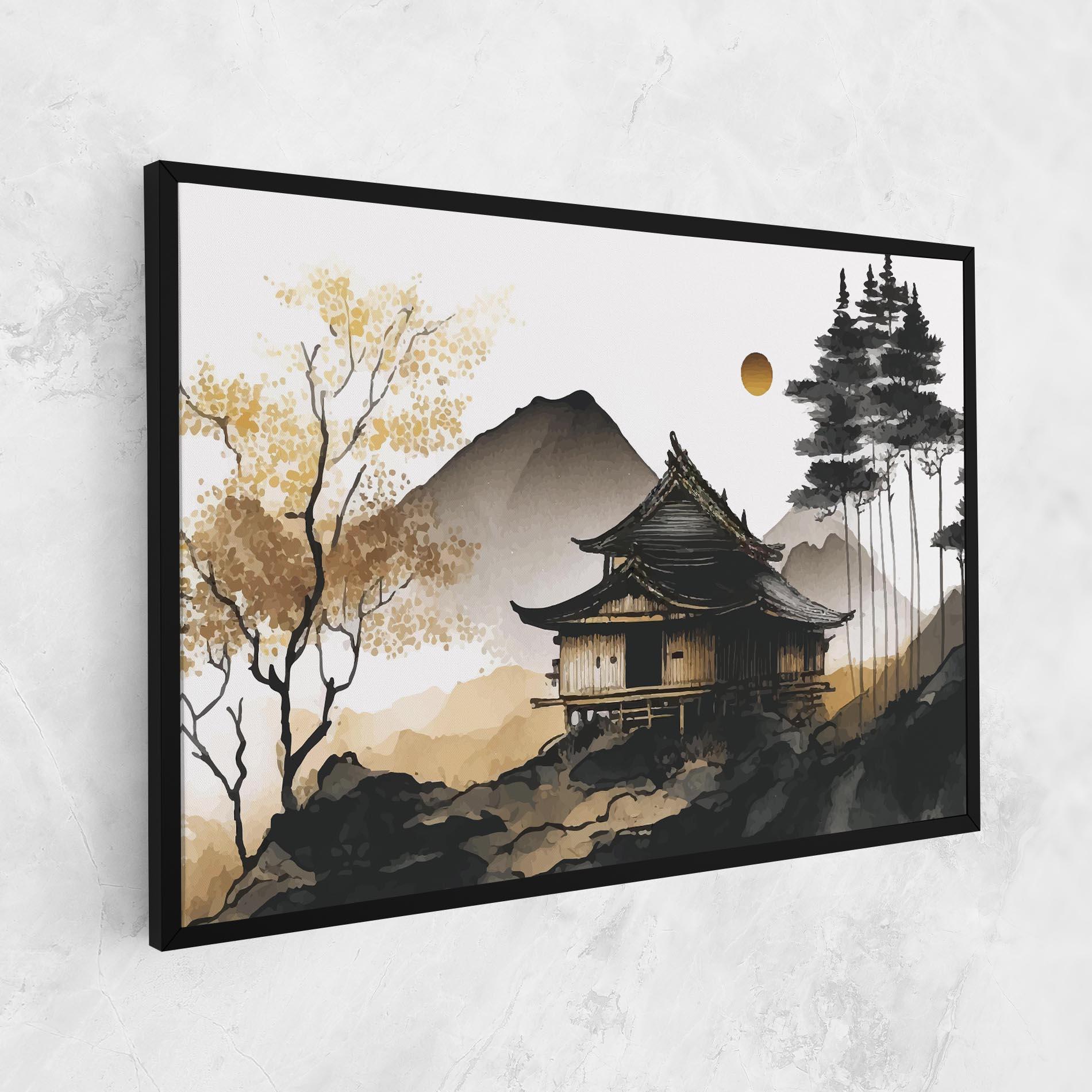 Leinwandbild Gold Japanese Temple mockup 1