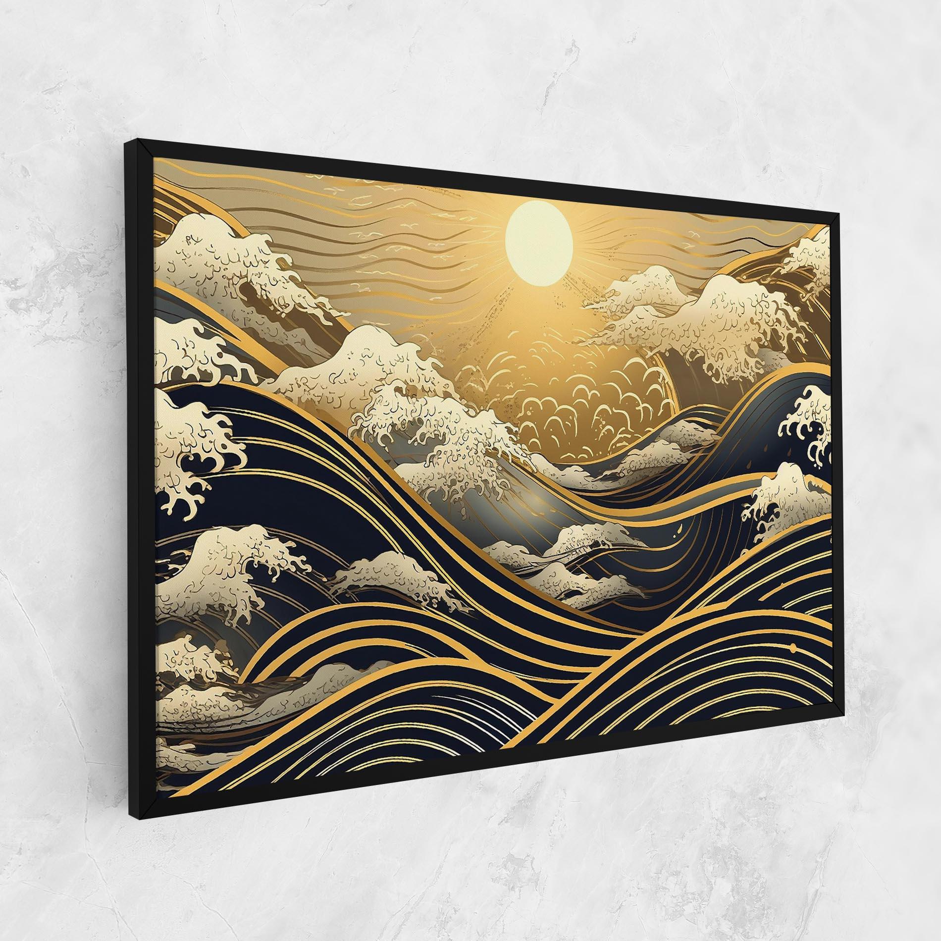 Leinwandbild Gold Waves Landscape mockup 1