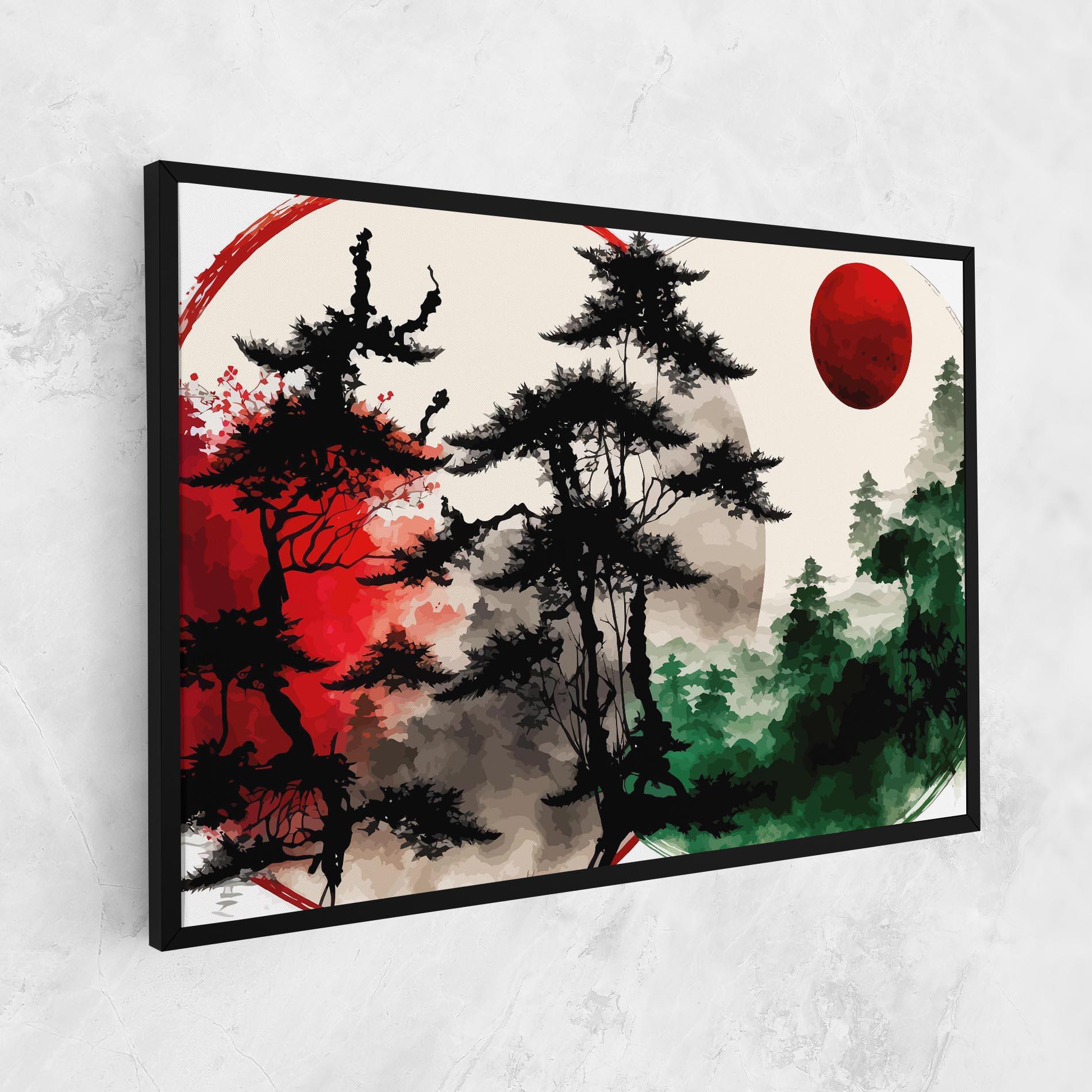 Leinwandbild Green Red Tree Art mockup 1