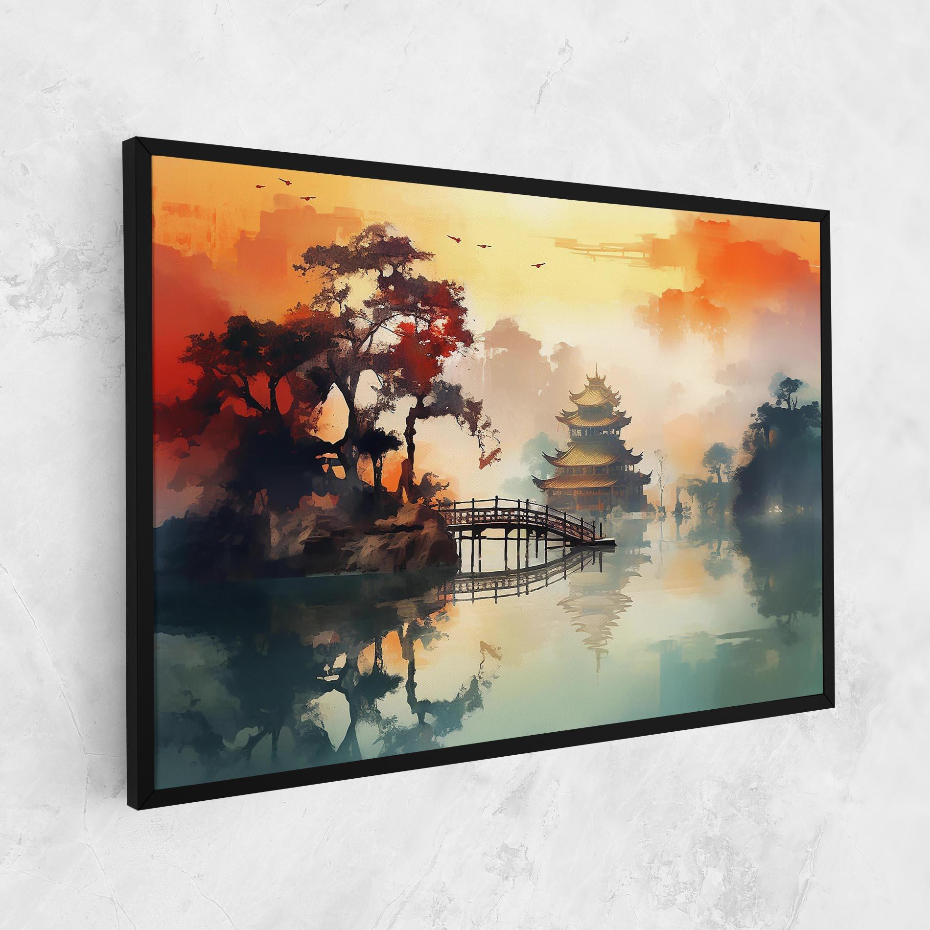 Leinwandbild Sunset Fog Water mockup 1