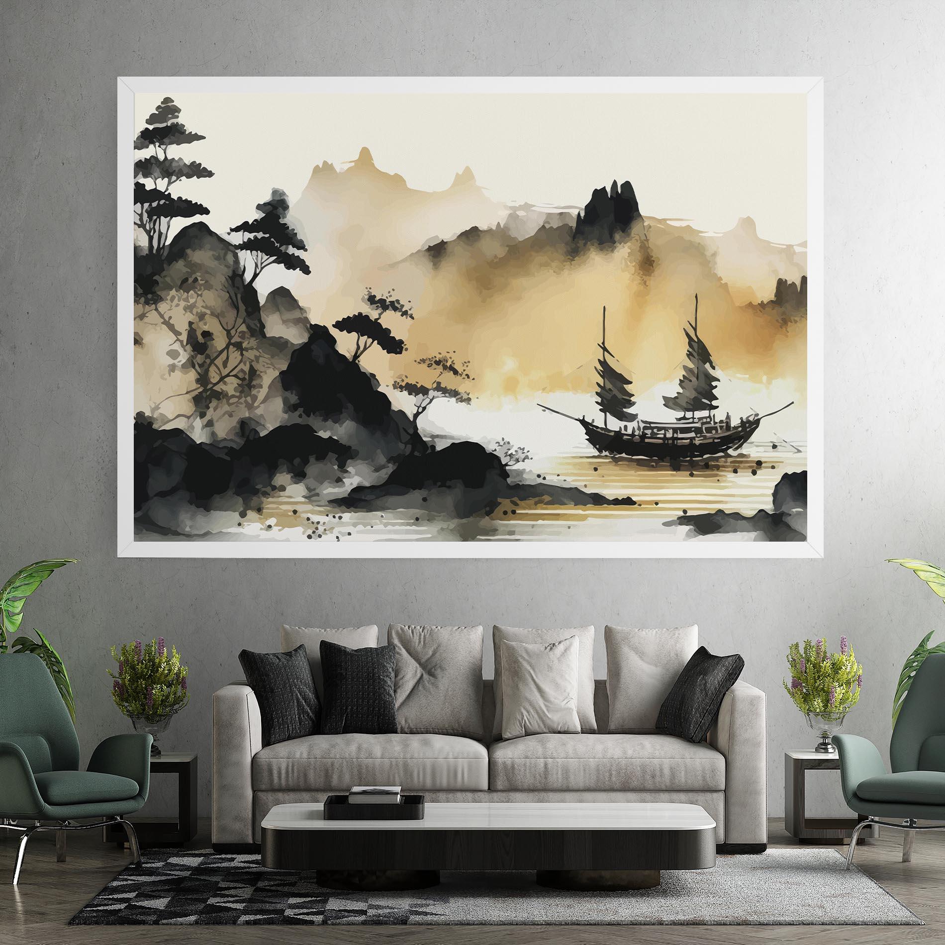 Leinwandbild Asiatic Grey Cream mockup 7