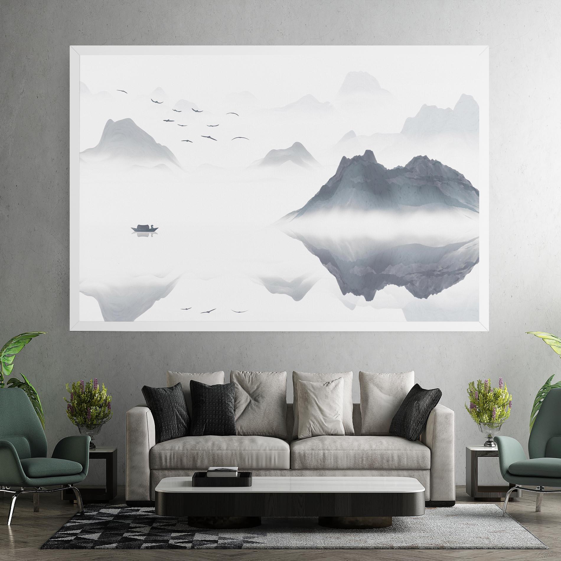 Leinwandbild Chinese Style Mountains mockup 7