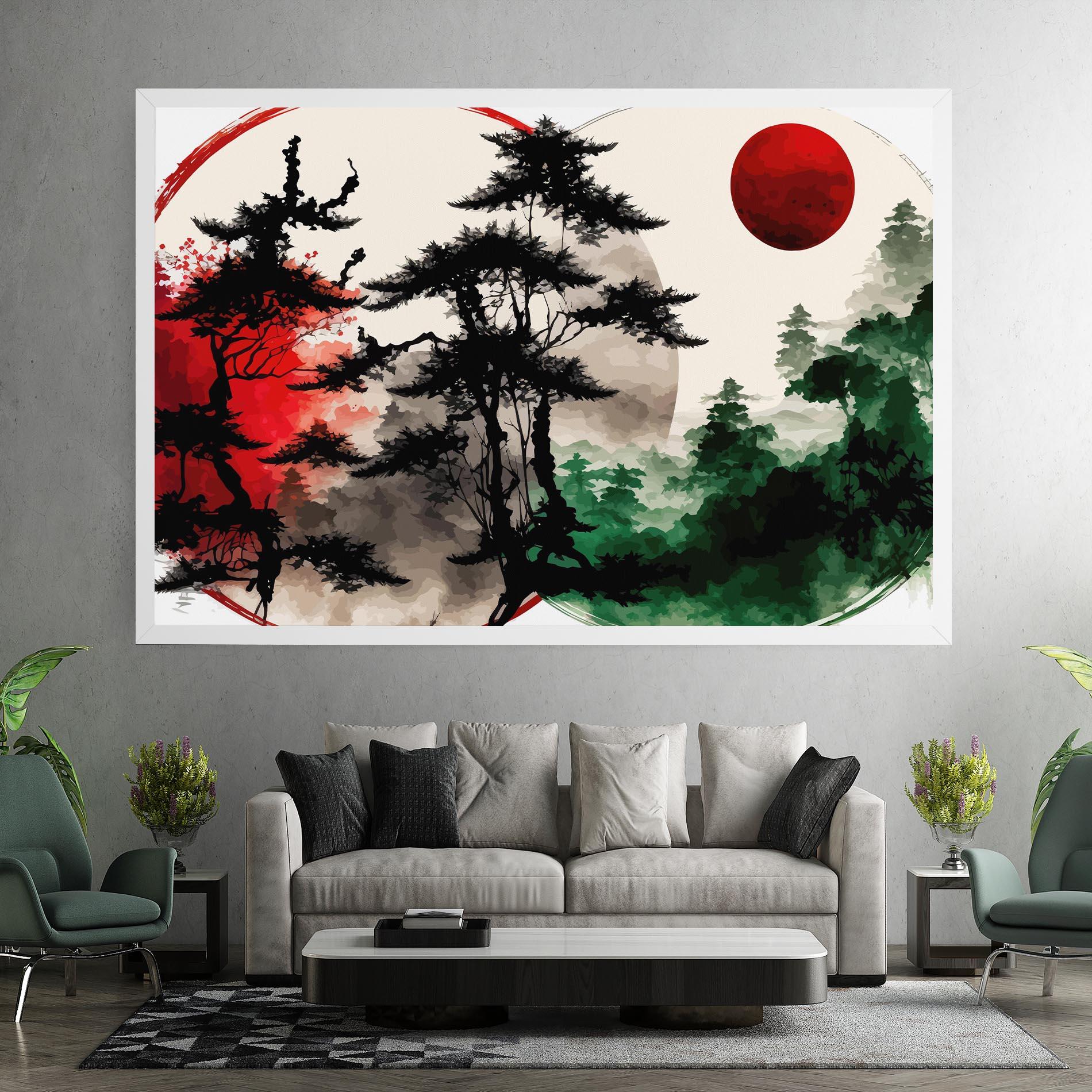 Leinwandbild Green Red Tree Art mockup 7