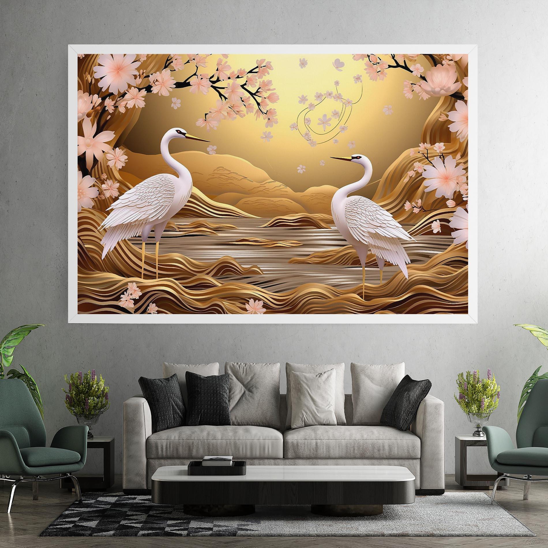 Leinwandbild Pink Chinese Flowers mockup 7