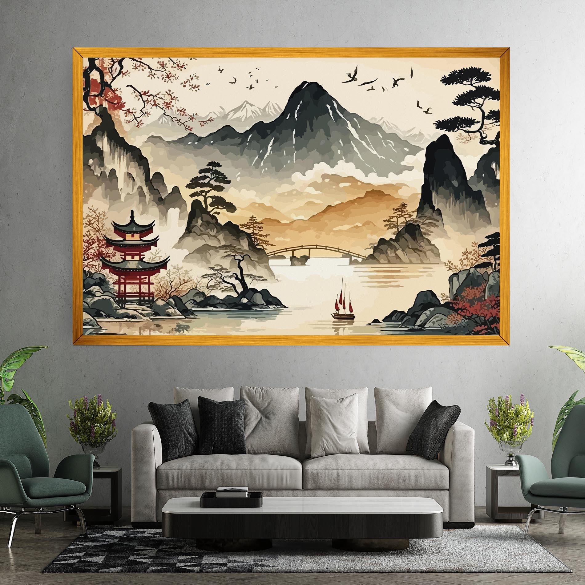 Leinwandbild Asian Mountain View mockup 7