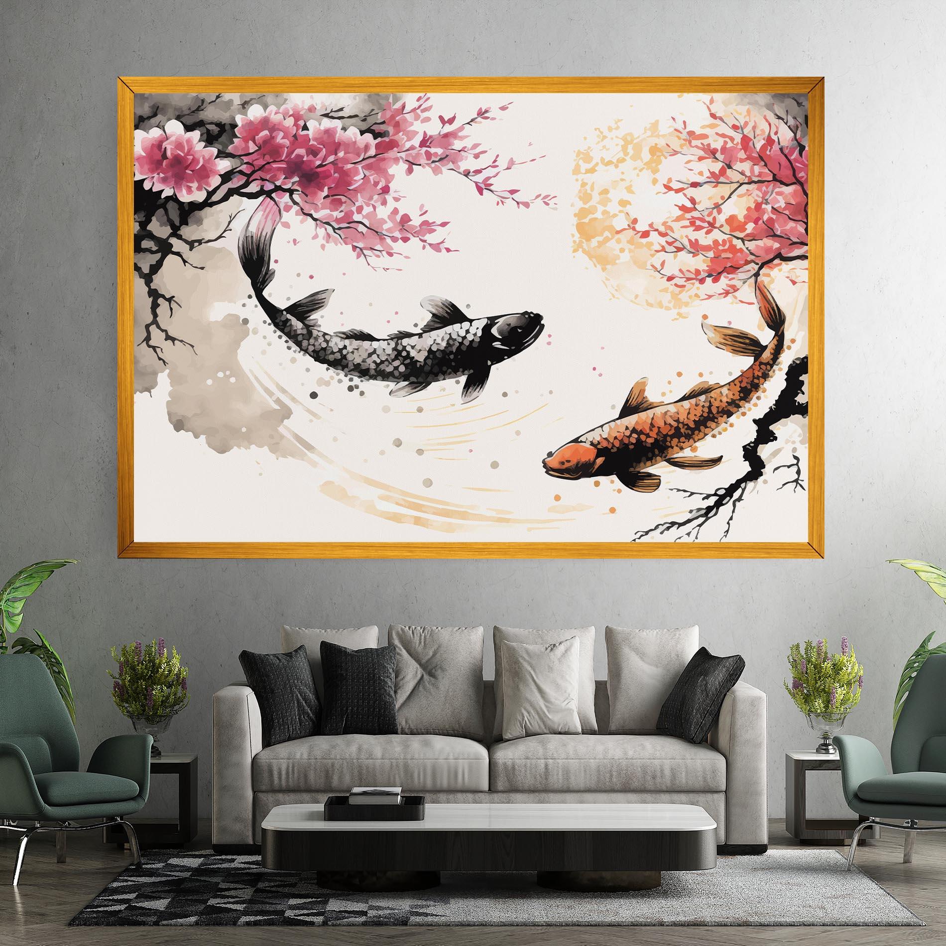 Leinwandbild Asiatic Flower Fish mockup 7