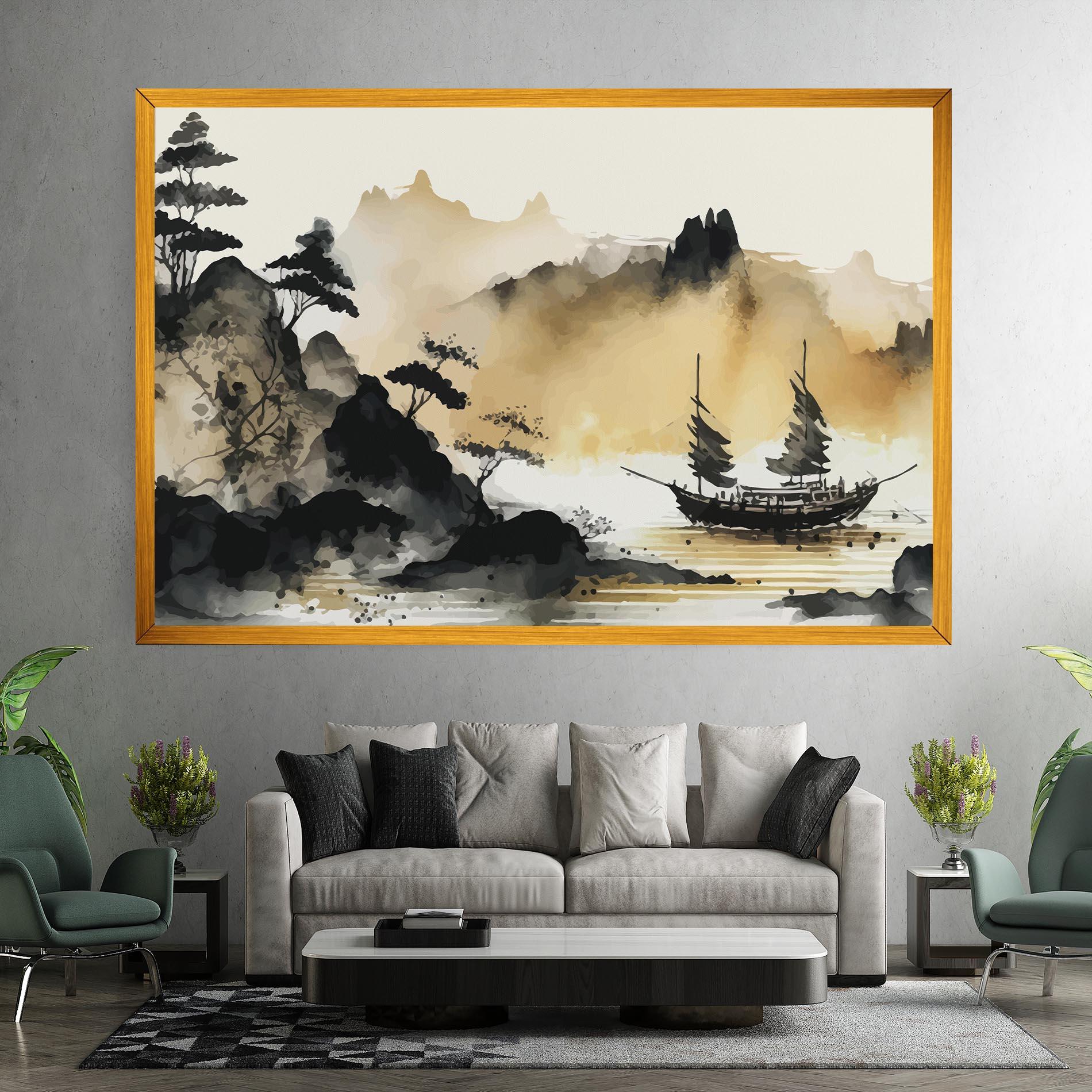 Leinwandbild Asiatic Grey Cream mockup 7
