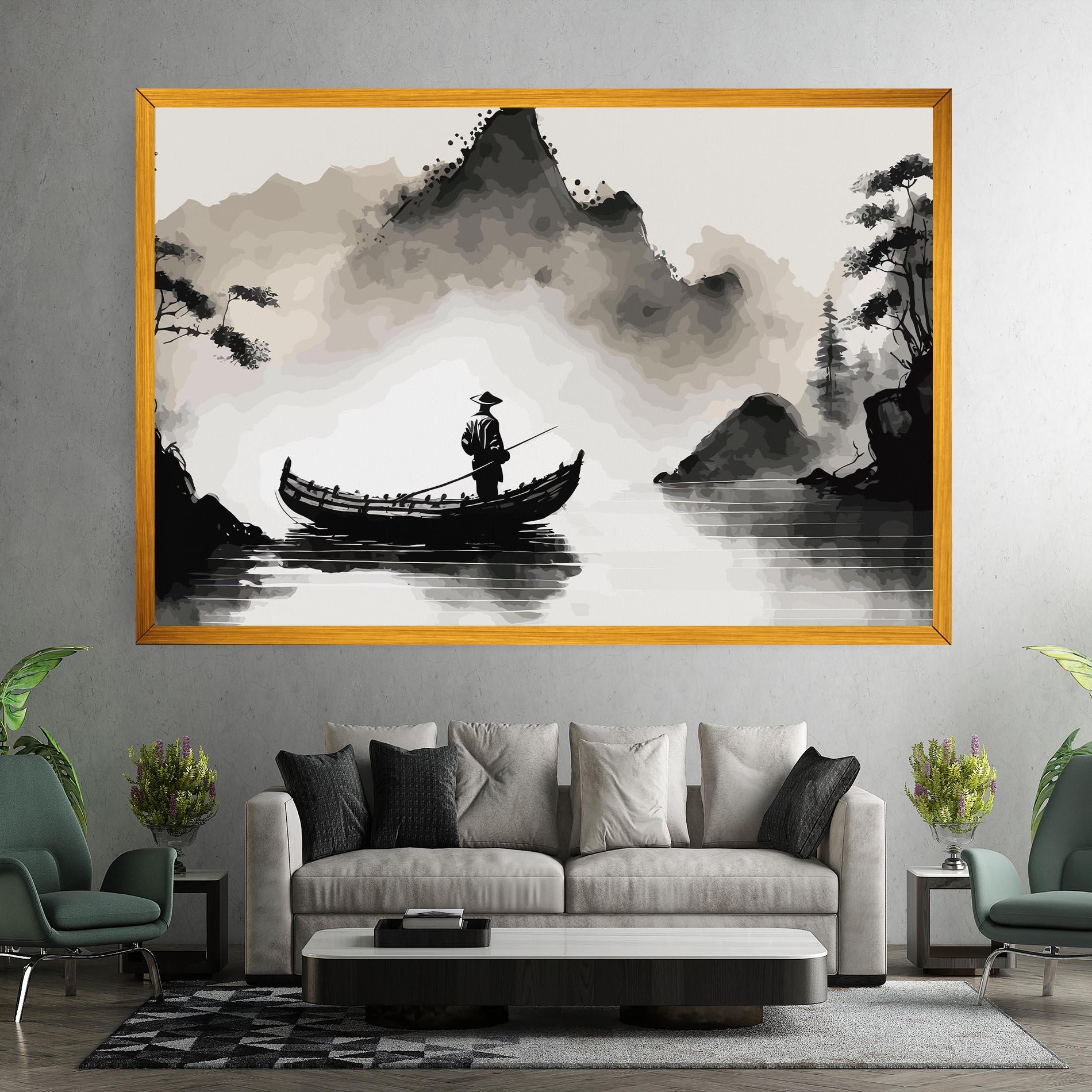 Leinwandbild Black Ink Boat mockup 7